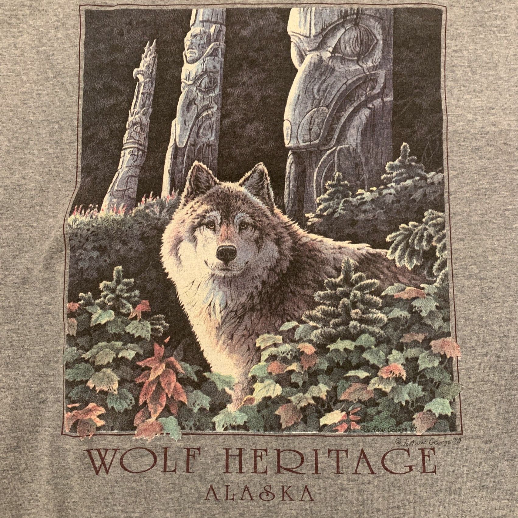 George VINTAGE Joann George Art Shirt Alaska Wolf Heritage 1993 90s Size L Made In USA Size US L / EU 52-54 / 3 - 2 Thumbnail