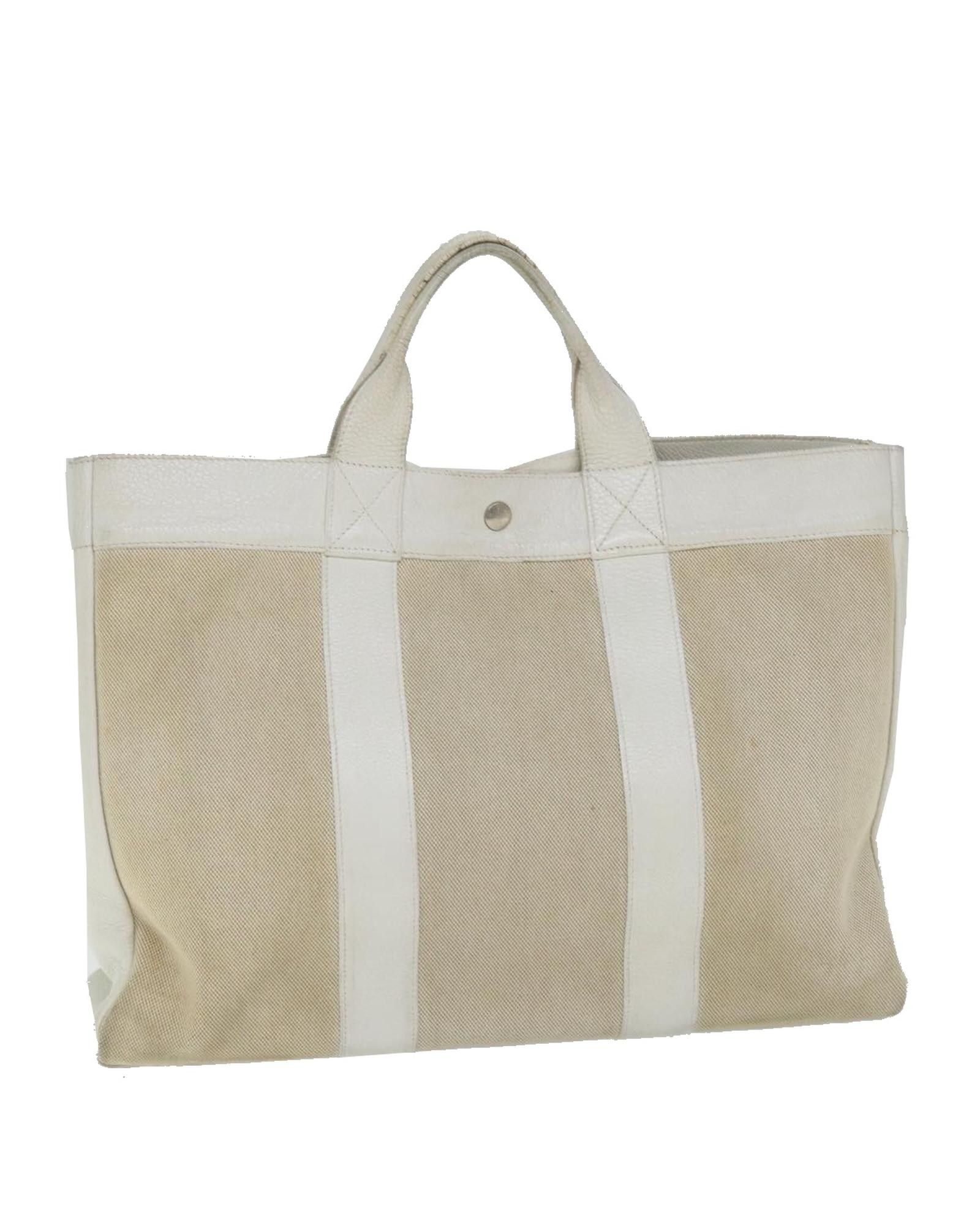 image of Hermes Canvas Leather Beige Hand Bag - C Rank, Women's