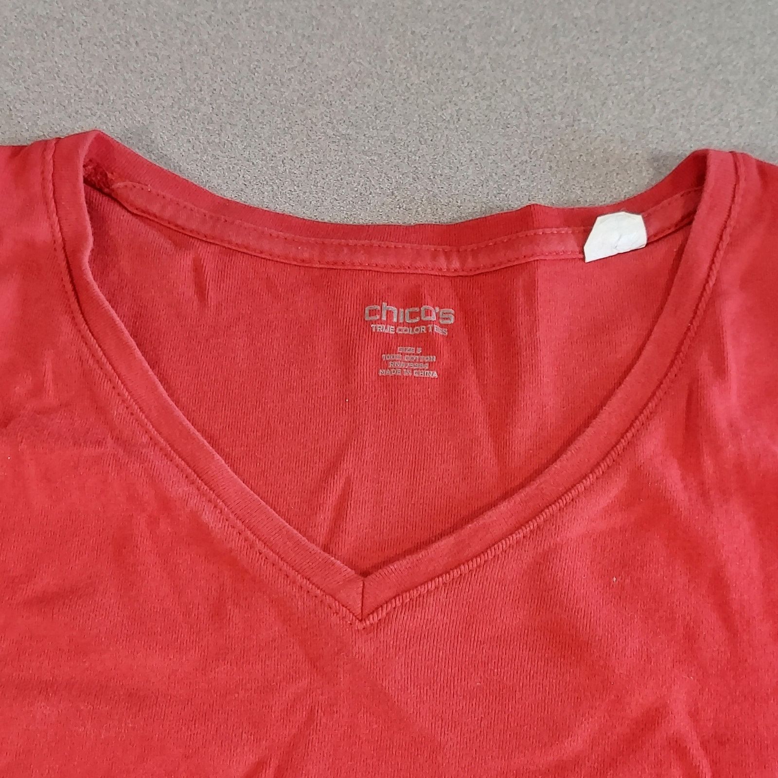 Chicos Chico's Shirt Women's Size XL Red V-Neck Short Sleeve Tee Size XL / US 12-14 / IT 48-50 - 6 Thumbnail