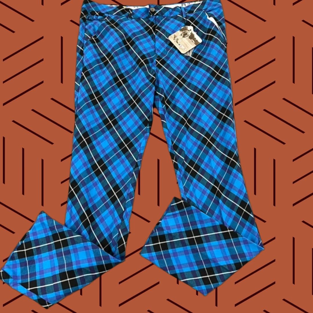 Vintage ROYAL & AWESOME Pants Mens 40x34 Blue Purple Plaid Golf Trousers Cocktail NEW Size US 40 / EU 56 - 1 Thumbnail