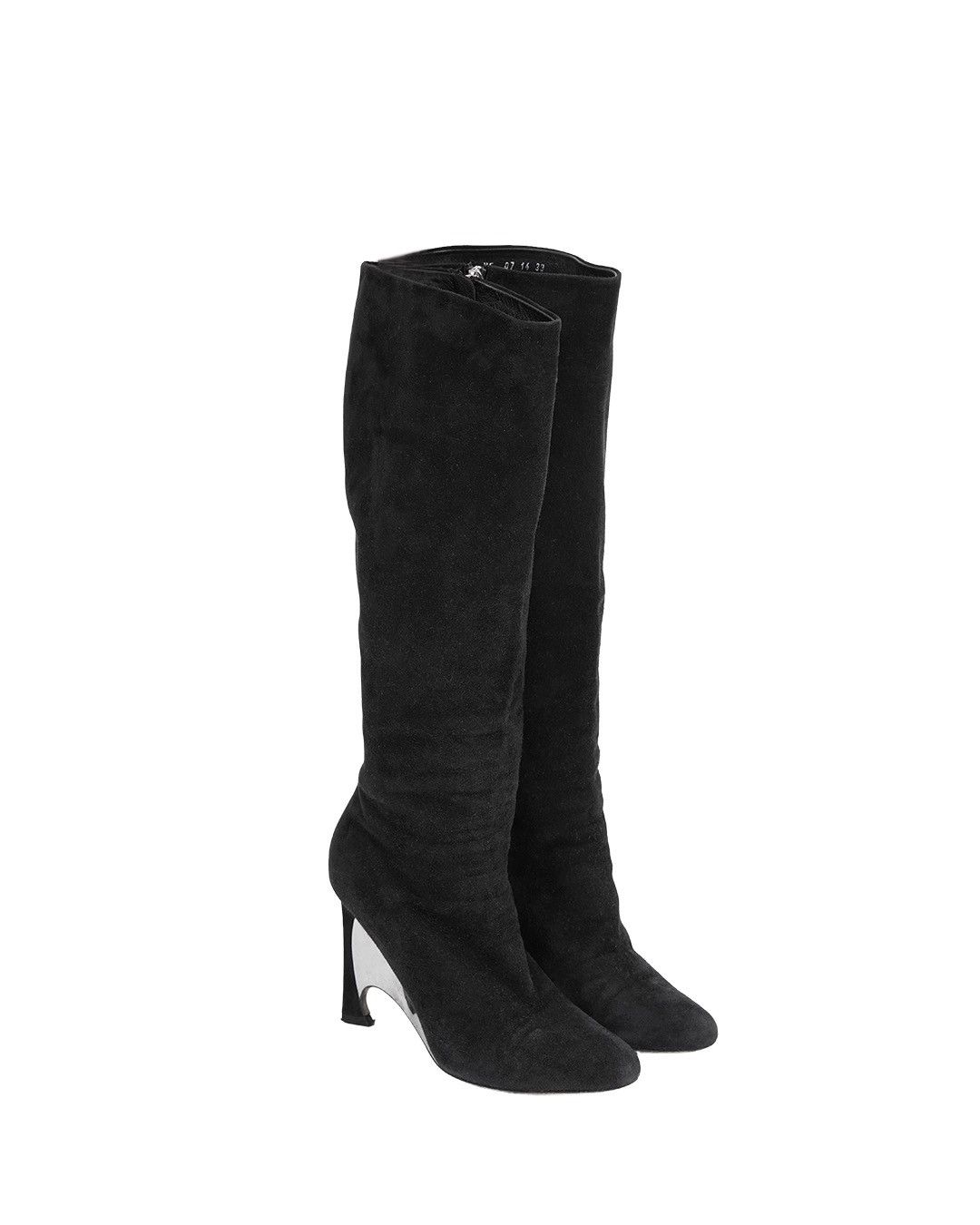 Dior Dior Black Suede Knee Boots Size US 8 / IT 38 - 5 Thumbnail