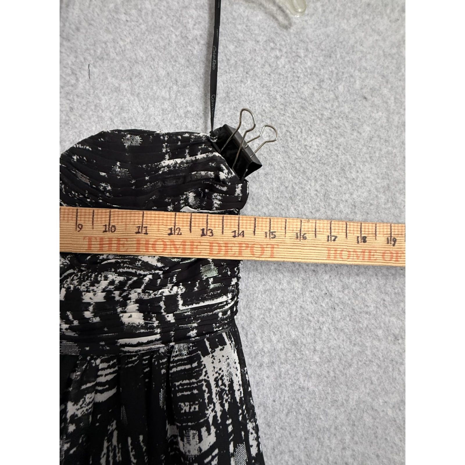 Calvin Klein Calvin Klein Dress Womens 4 Black Geometric Chiffon Strapless Sweetheart Maxi Size S / US 4 / IT 40 - 6 Thumbnail