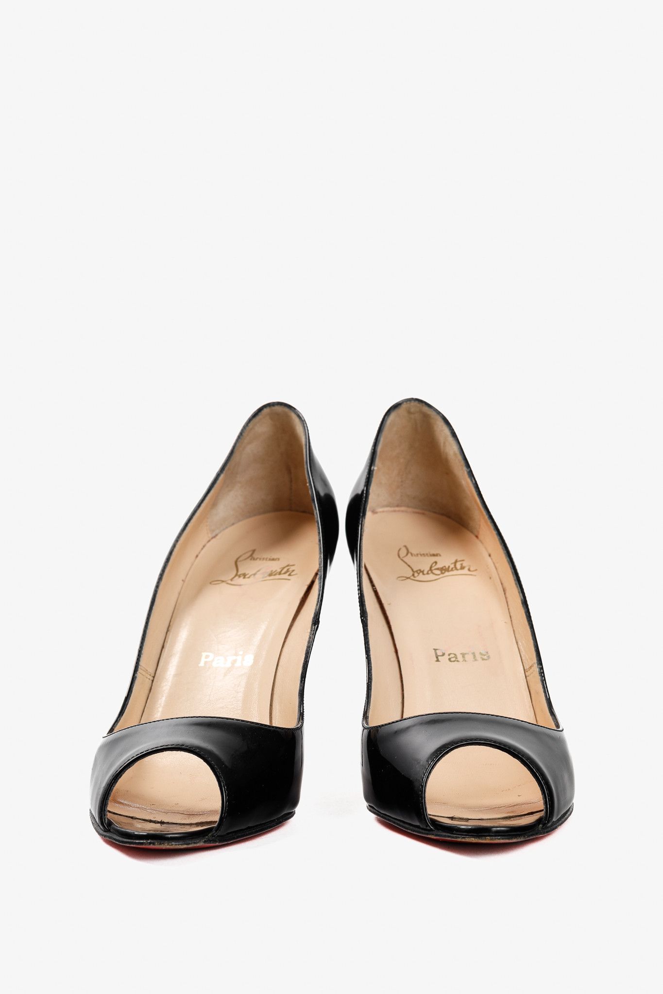 Christian Louboutin Christian Louboutin Yoyo 100 Patent Peep-Toe Pumps Size US 7.5 / IT 37.5 - 2 Thumbnail