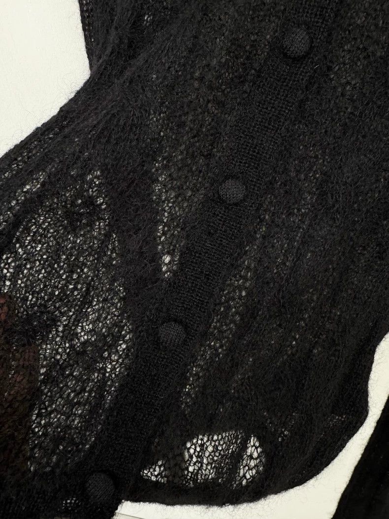 Saint Laurent Paris Saint Laurent Black Wool Cardigan with Lace Collar-2506 Size L / US 10 / IT 46 - 4 Thumbnail