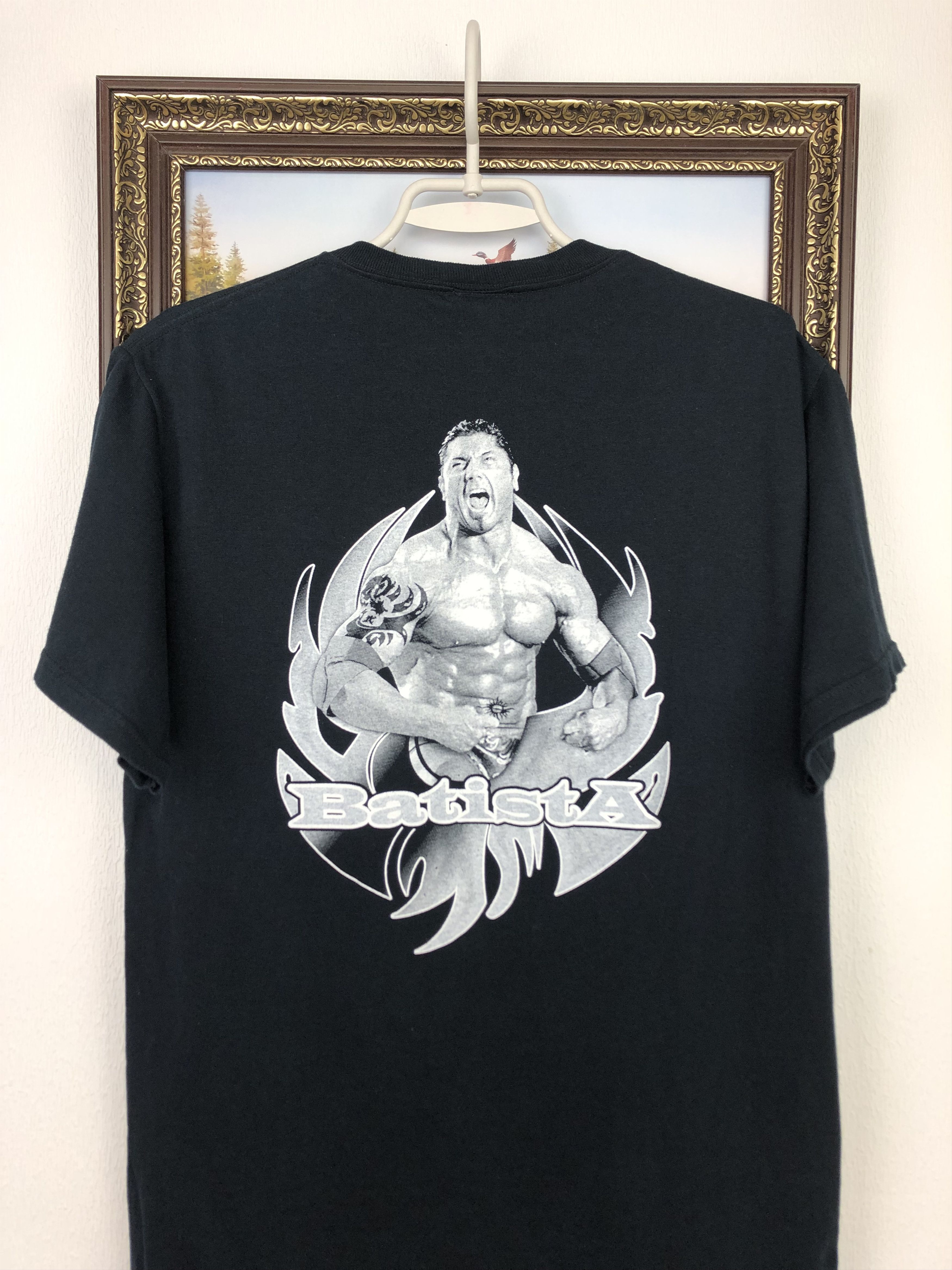 Vintage Vintage 2000's WWE WWF Batista The Animal Black Shirt Tee Size US M / EU 48-50 / 2 - 8 Thumbnail