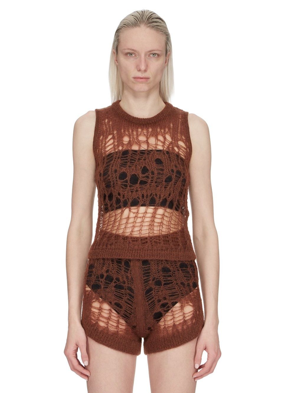Rick Owens o1y0126 Sleeveless Sweater in Chocolate Brown Size L / US 10 / IT 46 - 1 Thumbnail