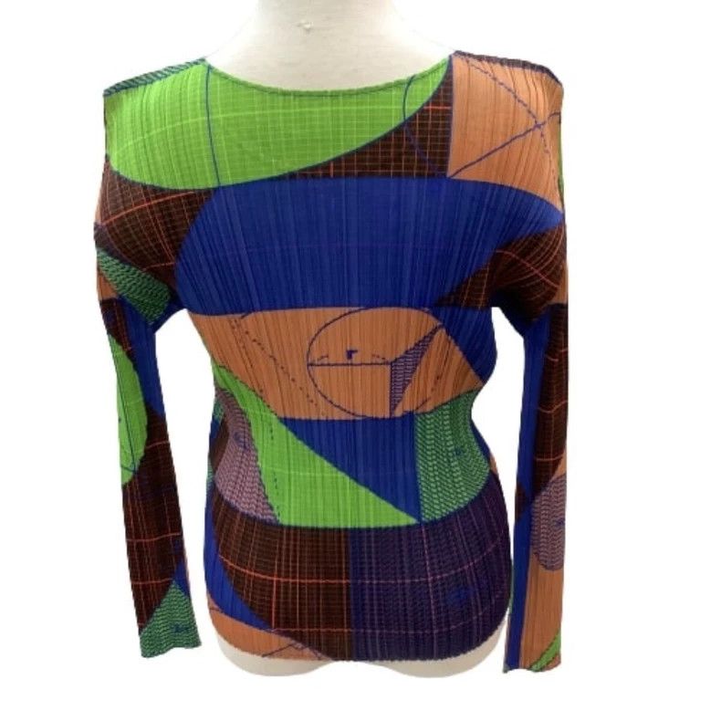 Issey Miyake Issey Miyake size:3 Pleated blue-green long-sleeved shirt Size XS / US 0-2 / IT 36-38 - 3 Thumbnail