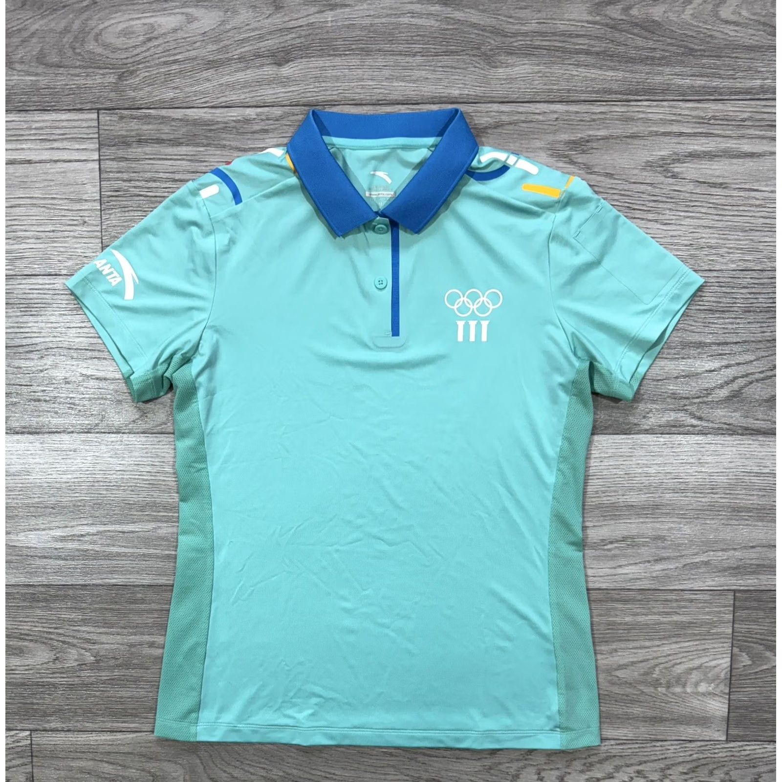 Vintage Anta Olympic Games Tech Polo Shirt Women’s M Tiffany Size M / US 6-8 / IT 42-44 - 2 Thumbnail