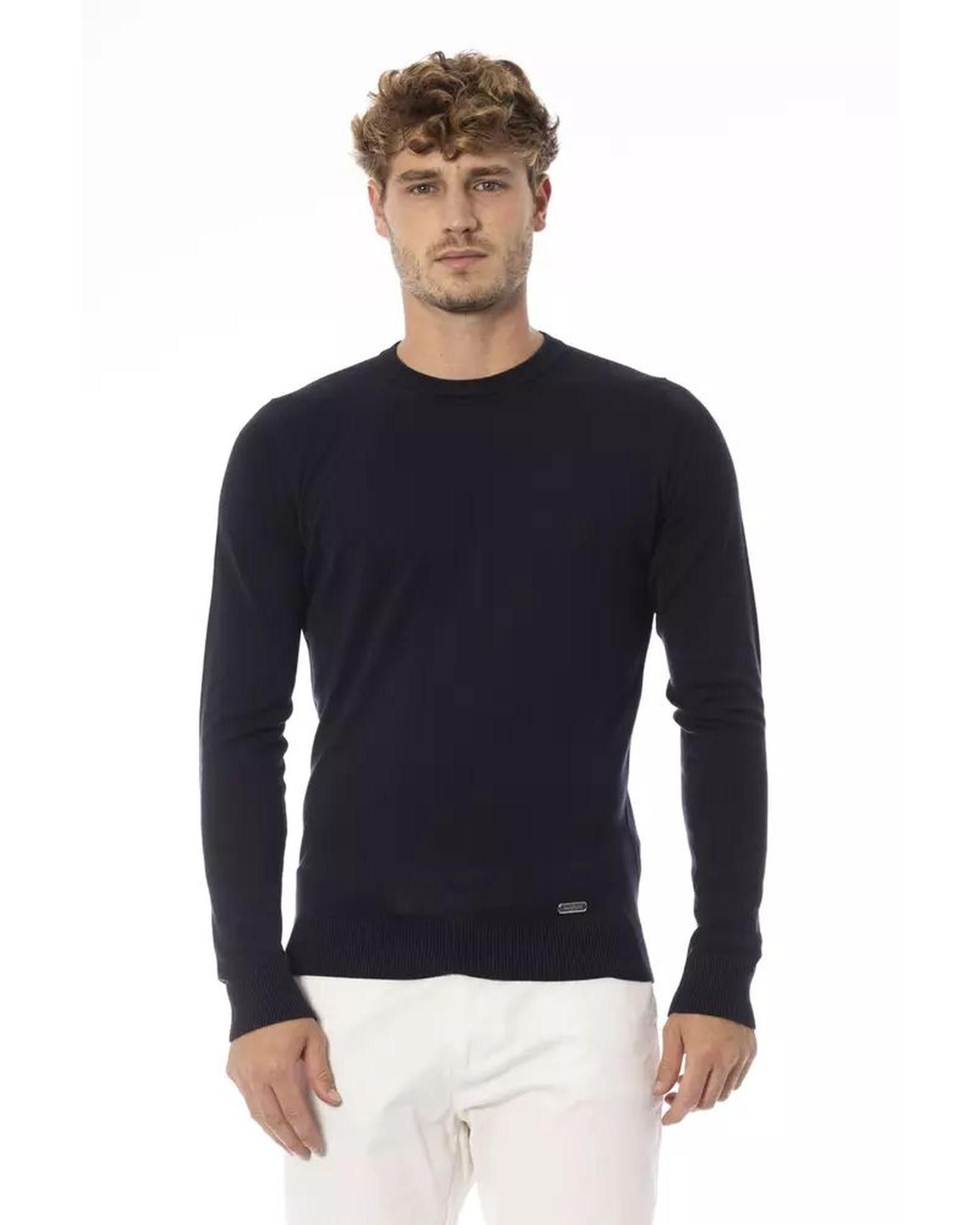 Image of Baldinini Modal Crew Neck Sweater in Blue, Men's (Size 2XL)