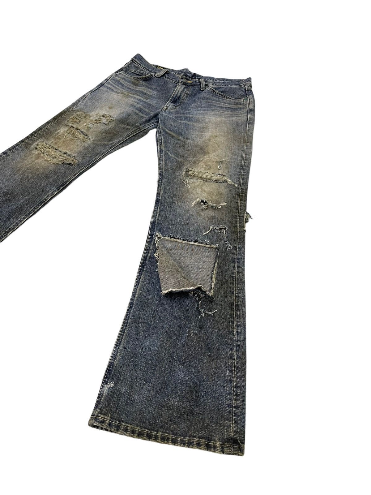 Lee Flare Jeans Lee Japan Dirty Distress Boot Cut 7🟦8 Size US 33 - 2 Thumbnail