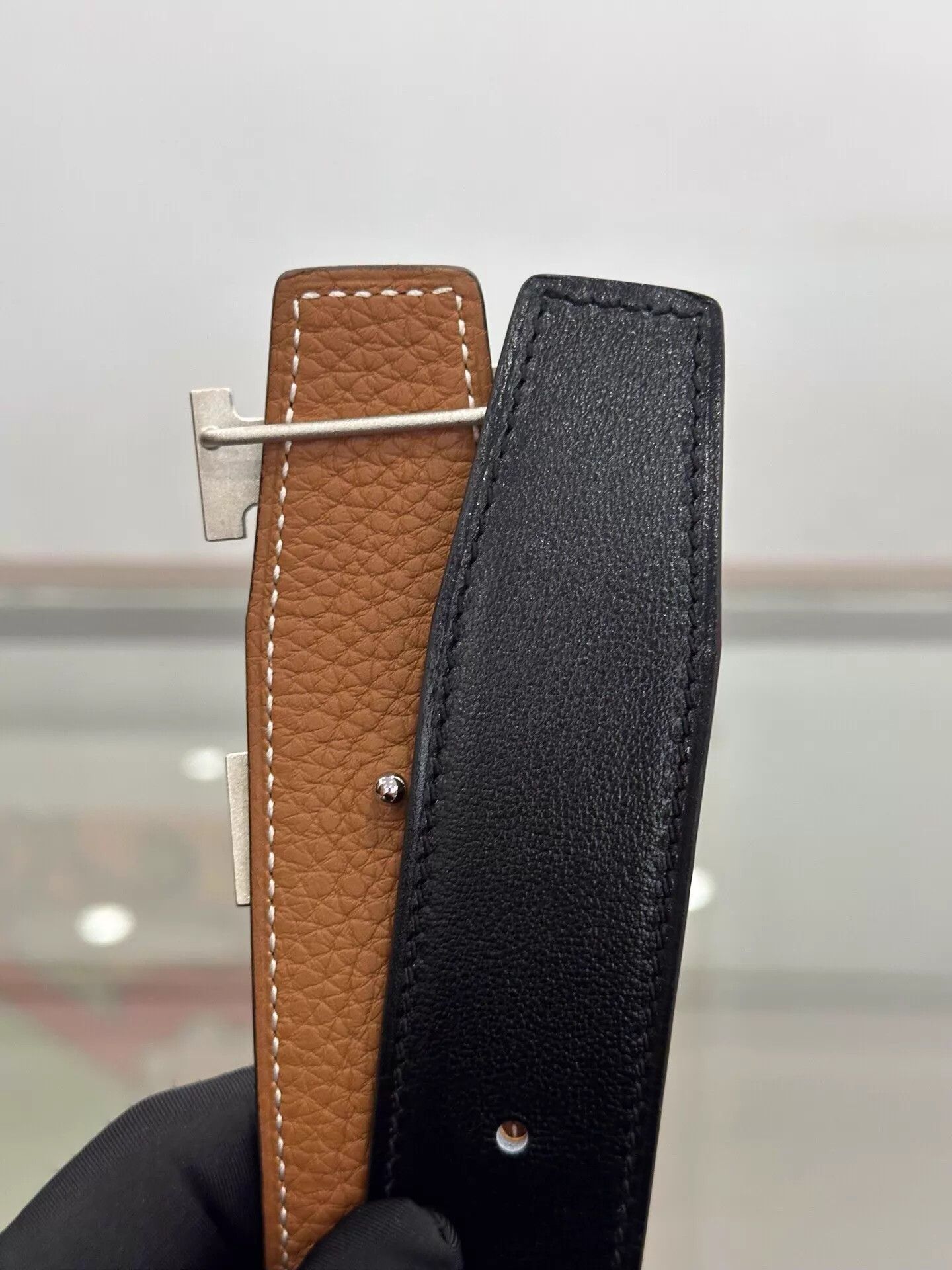 Hermes Hermès Black & Brown H Logo Belt 3.2cm 105 BSilver Size ONE SIZE - 5 Thumbnail