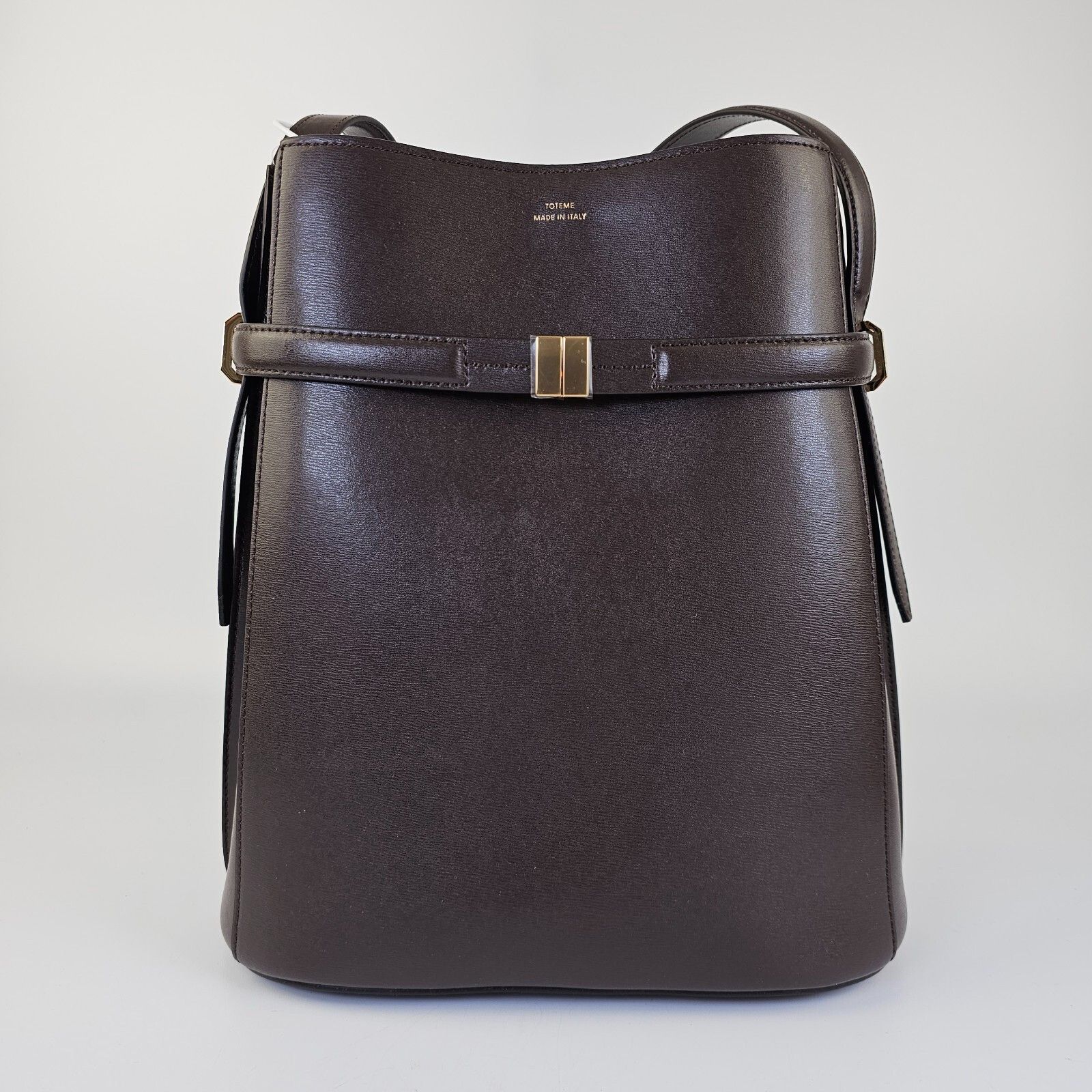Toteme TOTEME Bark Brown Leather Belted Bucket Bag New Size ONE SIZE - 1 Thumbnail