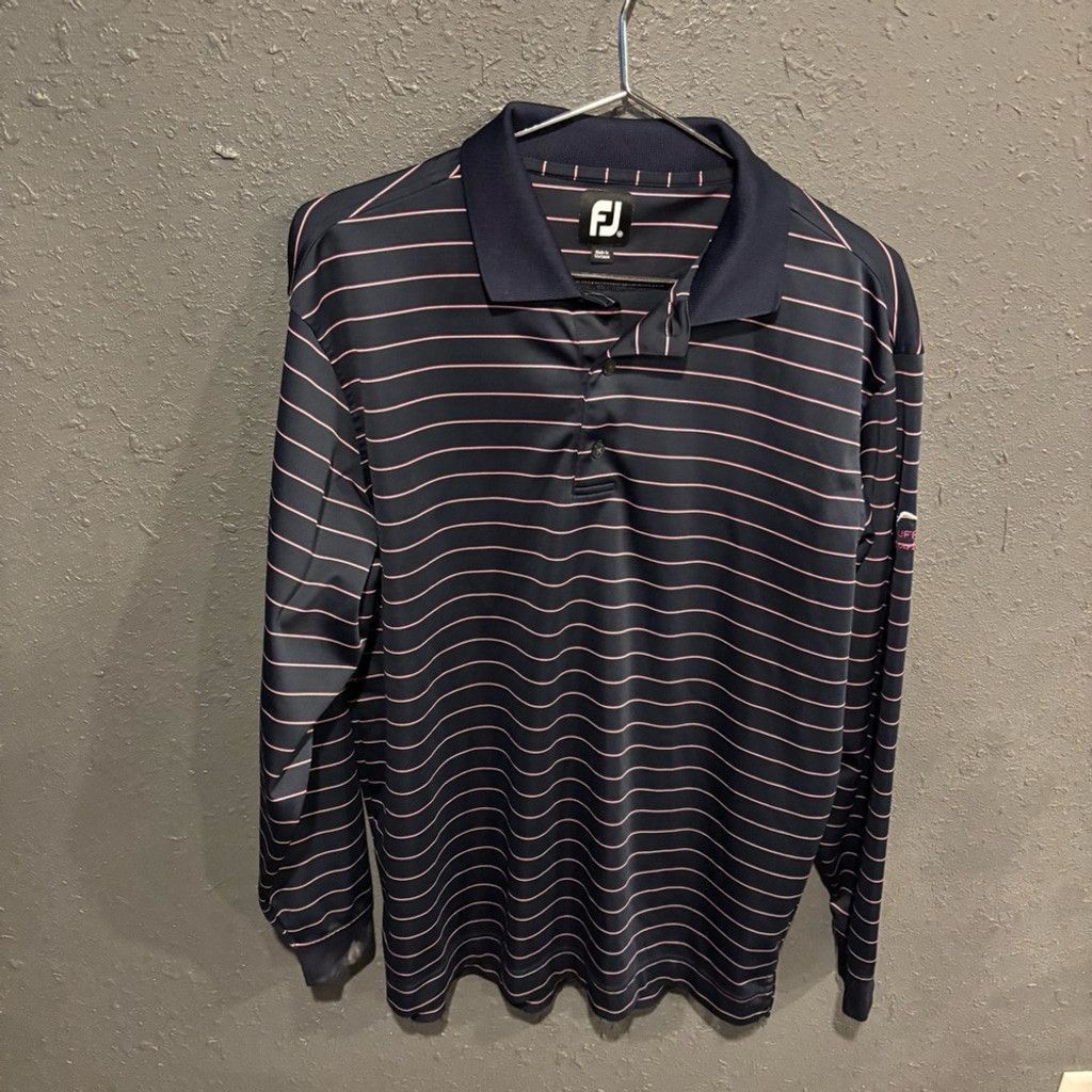Footjoy FootJoy Men's Navy Striped Polo Shirt Size US M / EU 48-50 / 2 - 1 Thumbnail