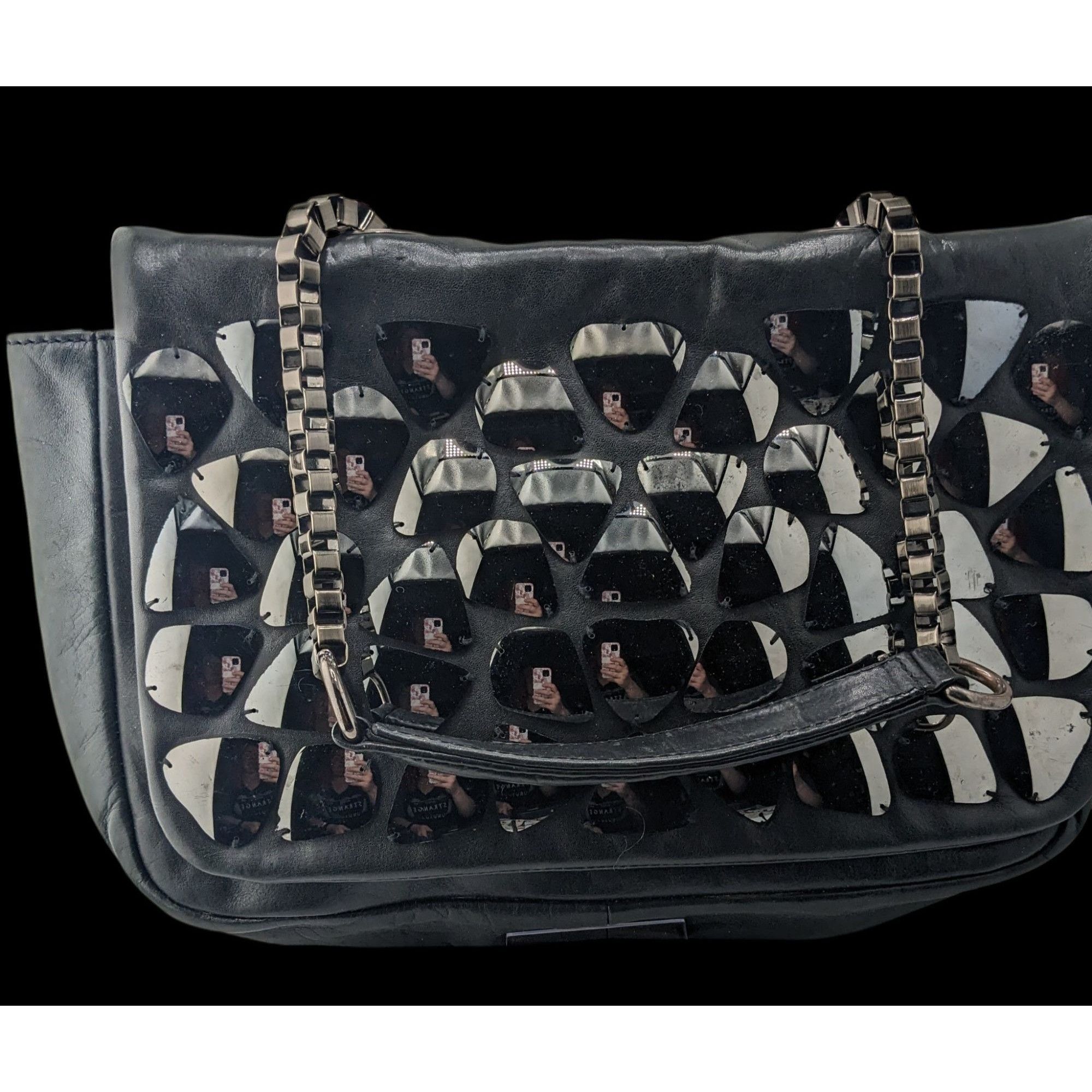 Zara Zara Black Faux Leather Shoulder Bag With Mirrored Accents & Size ONE SIZE - 2 Thumbnail