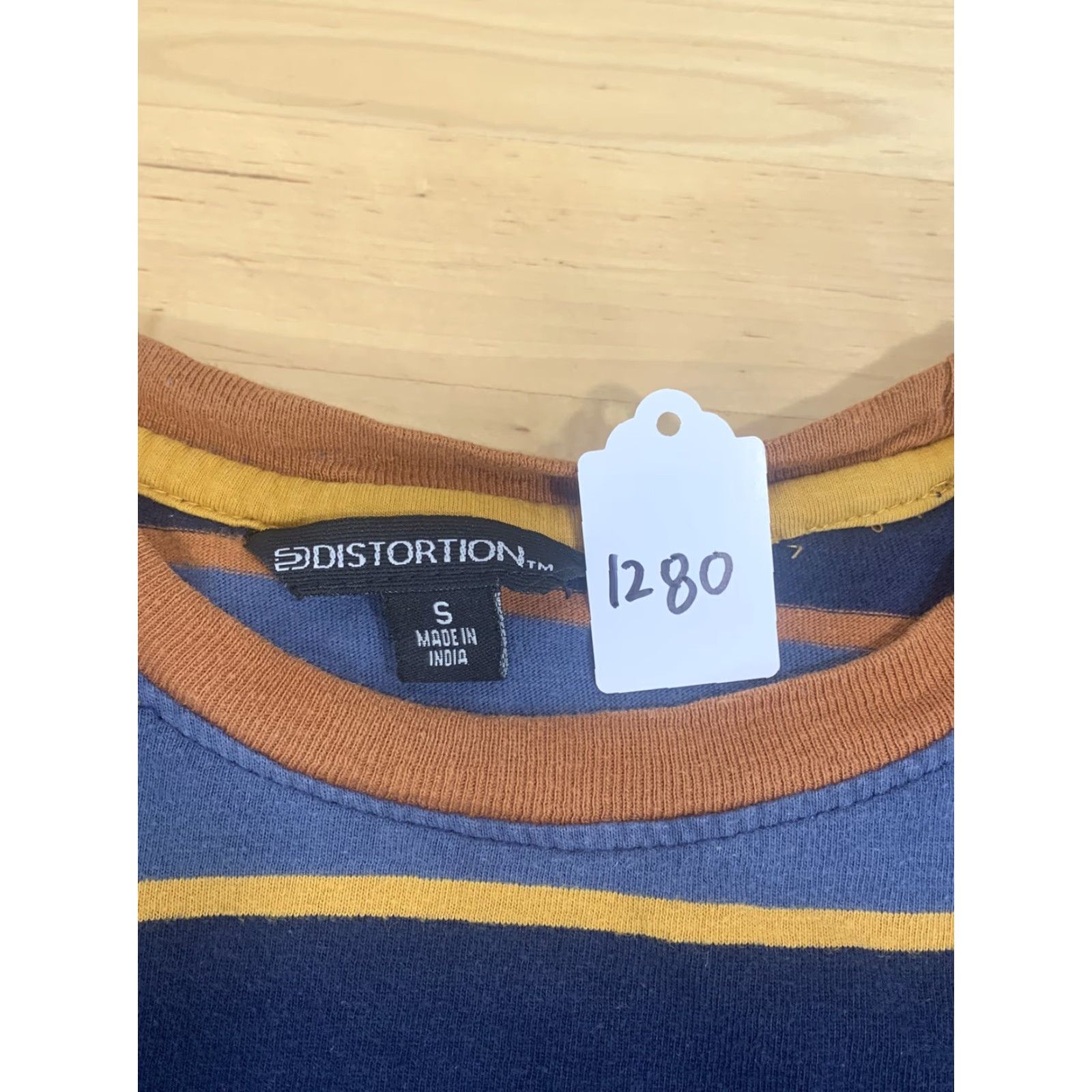 Vintage Distortion Mens T-Shirt Size S Short Sleeve Pocket Crew Neck Blue 100% Cotton Striped Modern Basic Vintage No Size US S / EU 44-46 / 1 - 3 Thumbnail