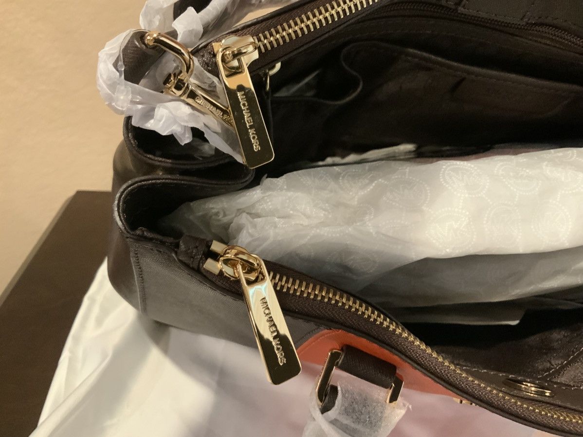 Michael Kors Michael Kors Sutton Center Stripe Large Satchel Coffee/Brown Size ONE SIZE - 10 Thumbnail