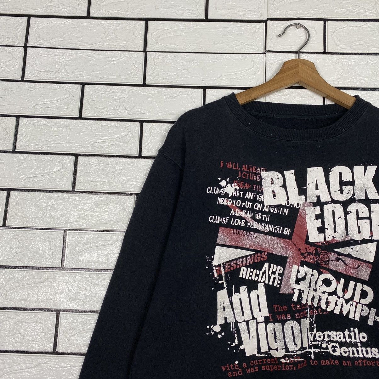 Japanese Brand Punk Design Biker Sweatshirt Black Edge Big Logo Size US M / EU 48-50 / 2 - 8 Thumbnail