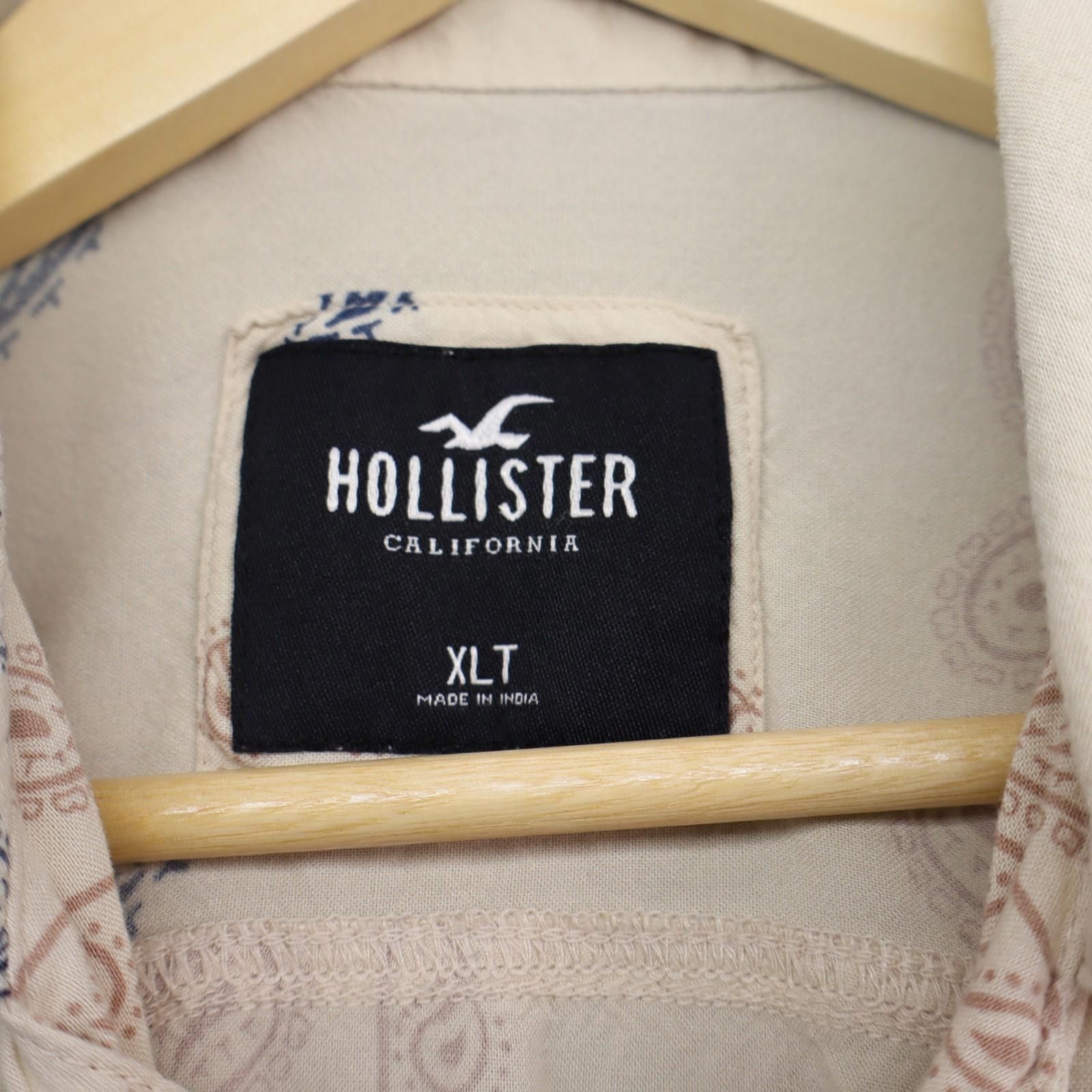 Hollister Paisley Short Sleeve Button Collar Shirt Men XLT Beige Size US XL / EU 56 / 4 - 2 Thumbnail
