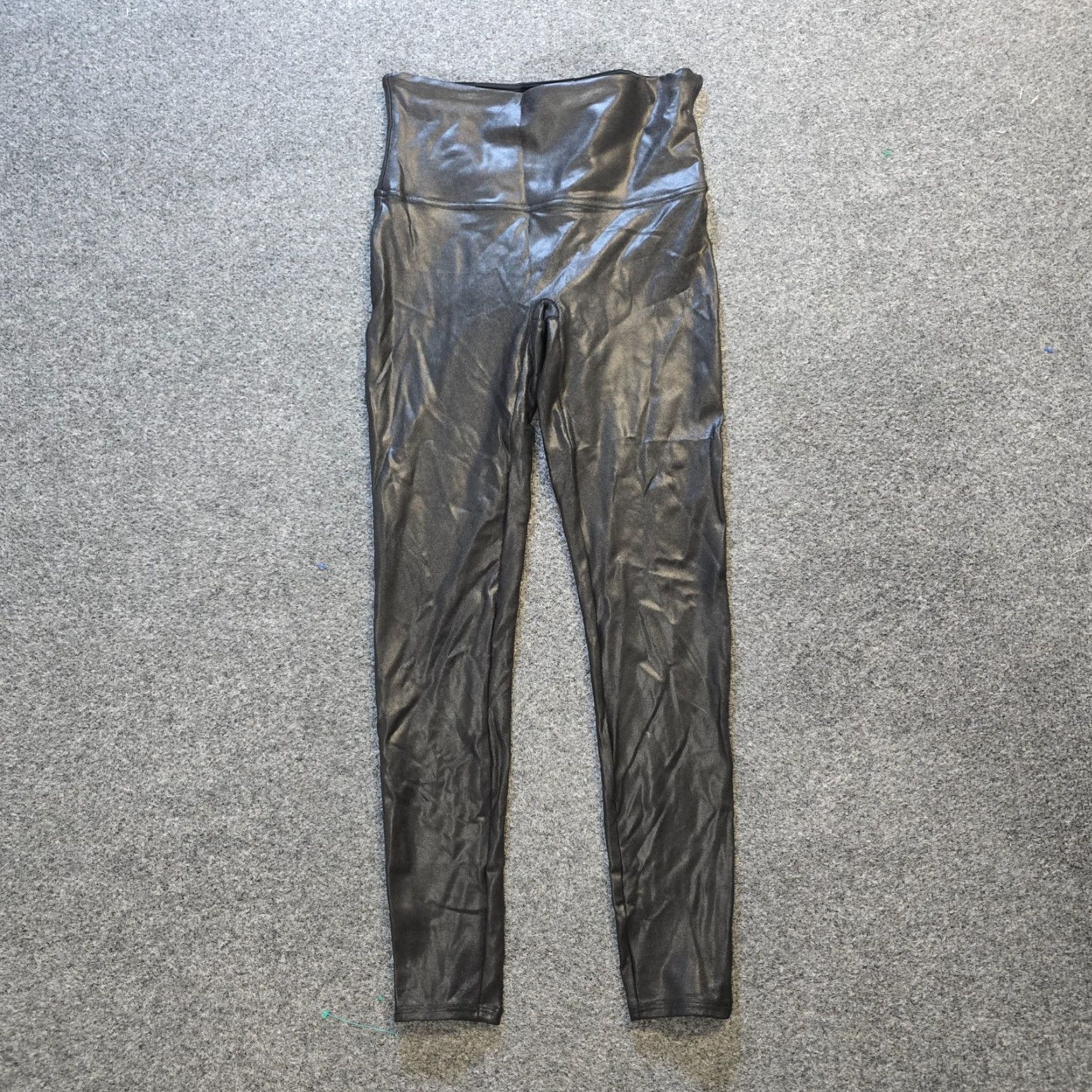 Spanx Spanx Pants Womens Size Large Black Faux Leather Stretch Casual Capsule Shimmer Ankle Leggings Size 36" / US 14 / IT 50 - 2 Thumbnail
