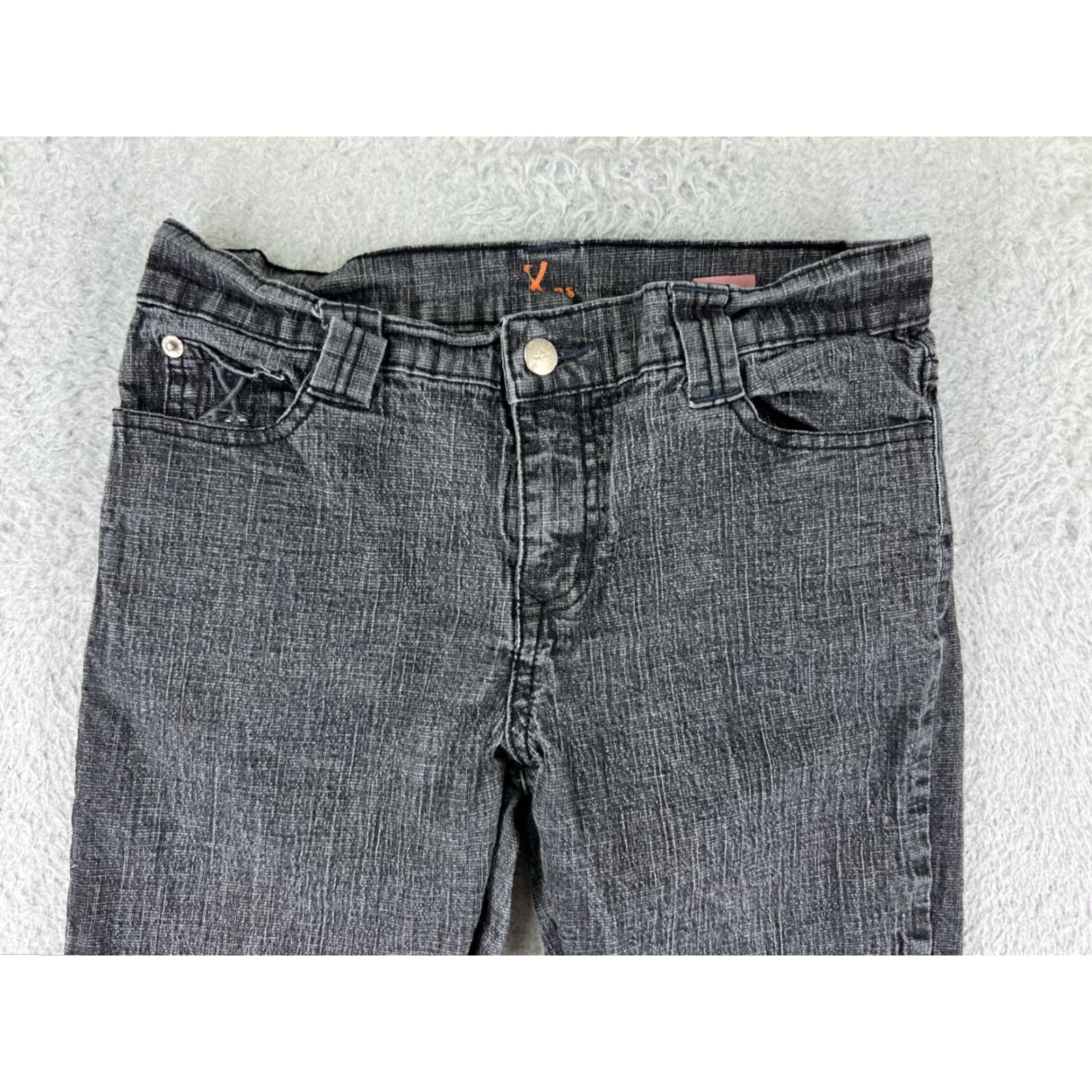 Vintage XES Women's Bootcut Jeans Size 5 Black Denim Regular Fit Mid Rise Embroidered Cotton Blend Vintage 90s Size 27" / US 4 / IT 40 - 6 Thumbnail