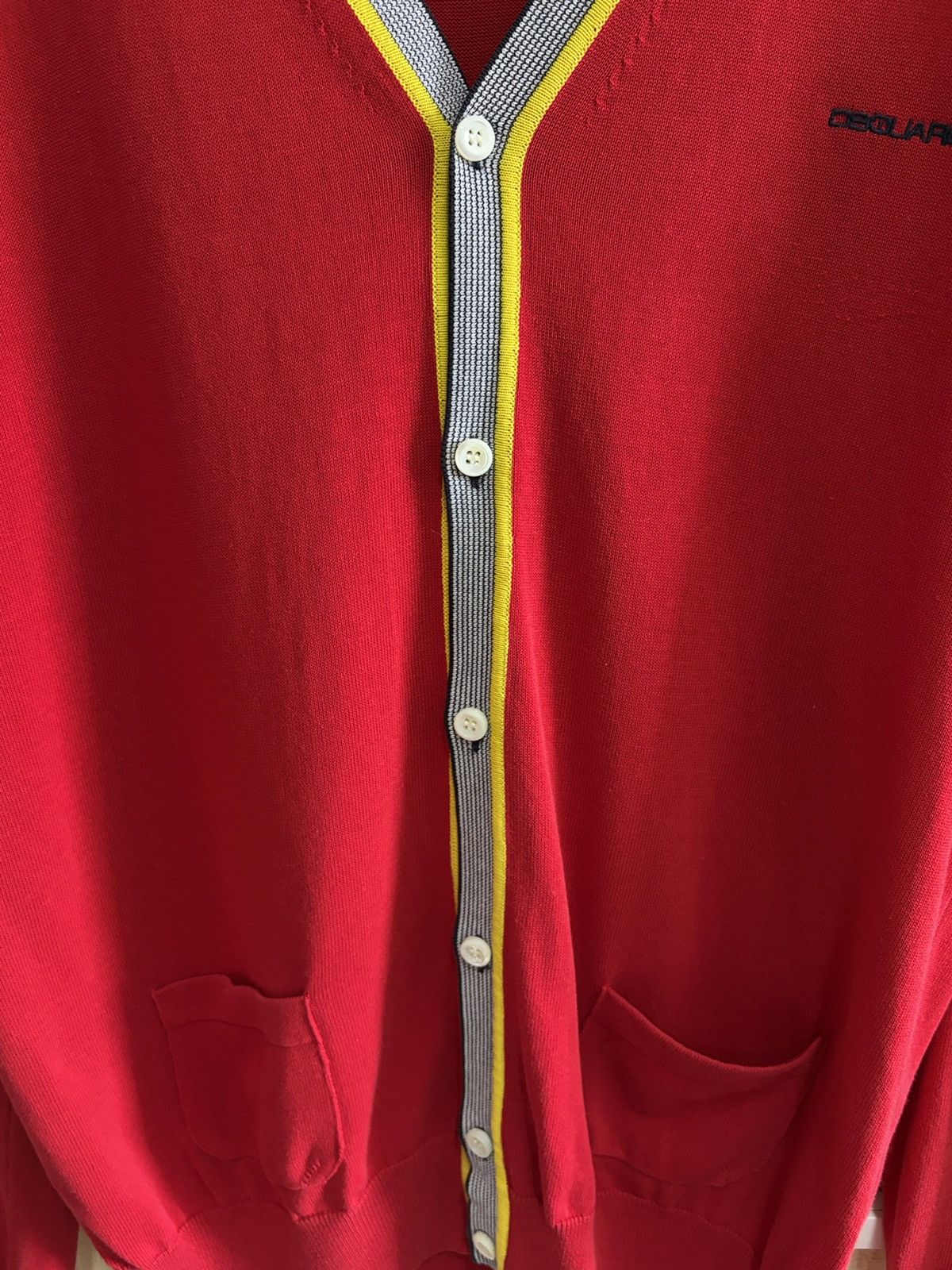 Dsquared2 DSQUARED2 Red V-Neck Cotton Knit Cardigan XL Made In Italy Size US XL / EU 56 / 4 - 8 Thumbnail