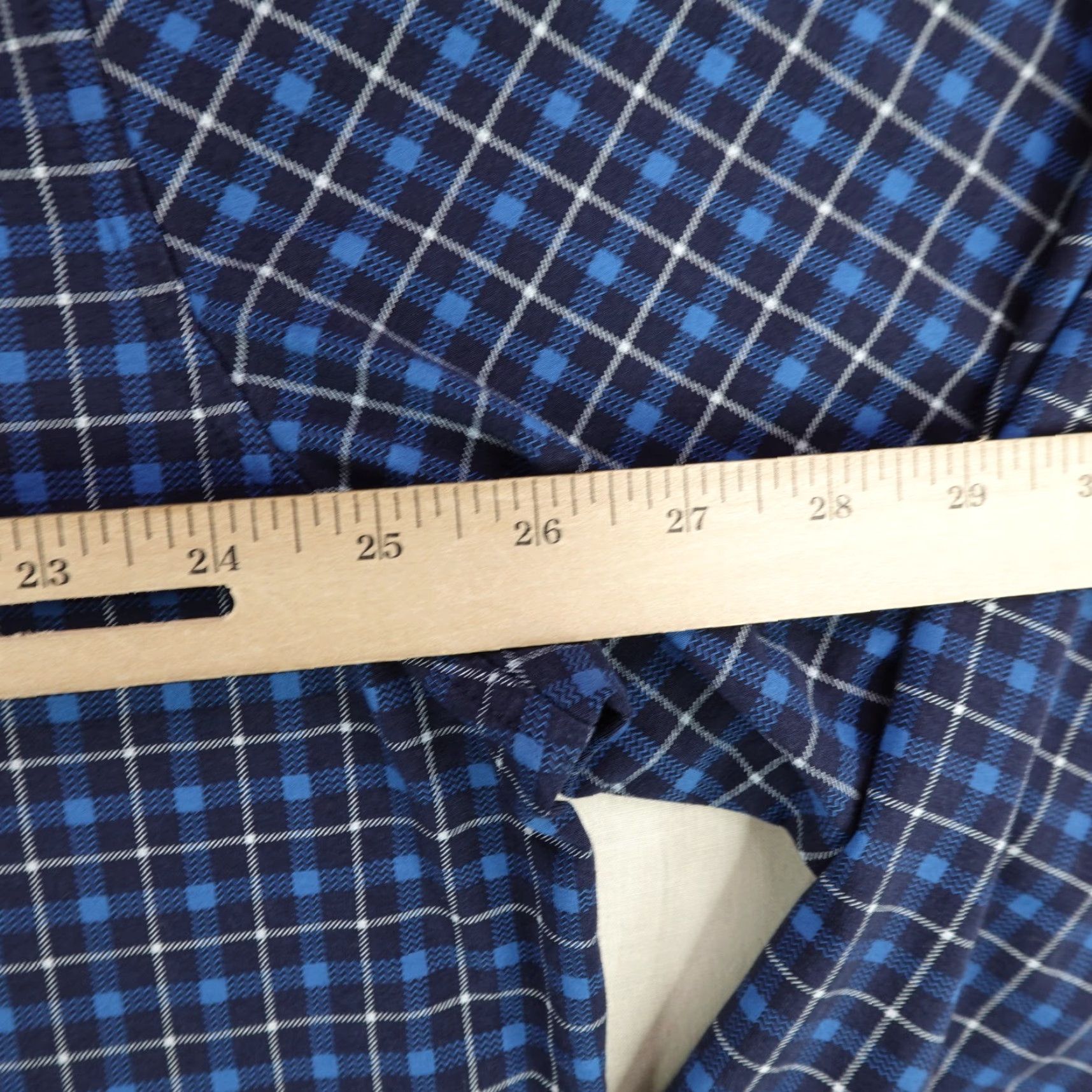 Vintage Buttercloth Button-Up Shirt Mens 3XL Blue Plaid Cotton Spandex Rayon Knit Breathable Pockets Regular Collar Size US XXL / EU 58 / 5 - 7 Thumbnail