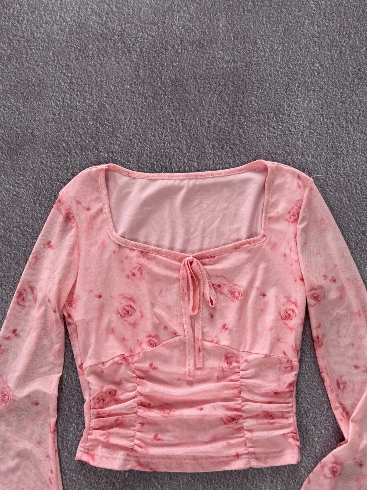 Japanese Brand Y2K Japanese Vibe Glam Roses Print Mesh Long Sleeve Size M / US 6-8 / IT 42-44 - 2 Thumbnail