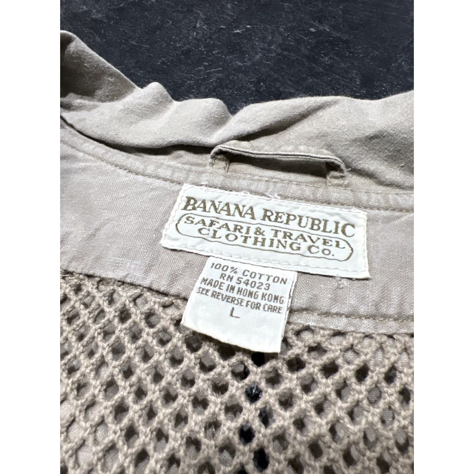 Banana Republic VINTAGE Banana Republic Vest Utility Safari Hunting Fishing Khaki Vest Mens L Beige Cotton Lining Fish Theme Size US L / EU 52-54 / 3 - 6 Thumbnail