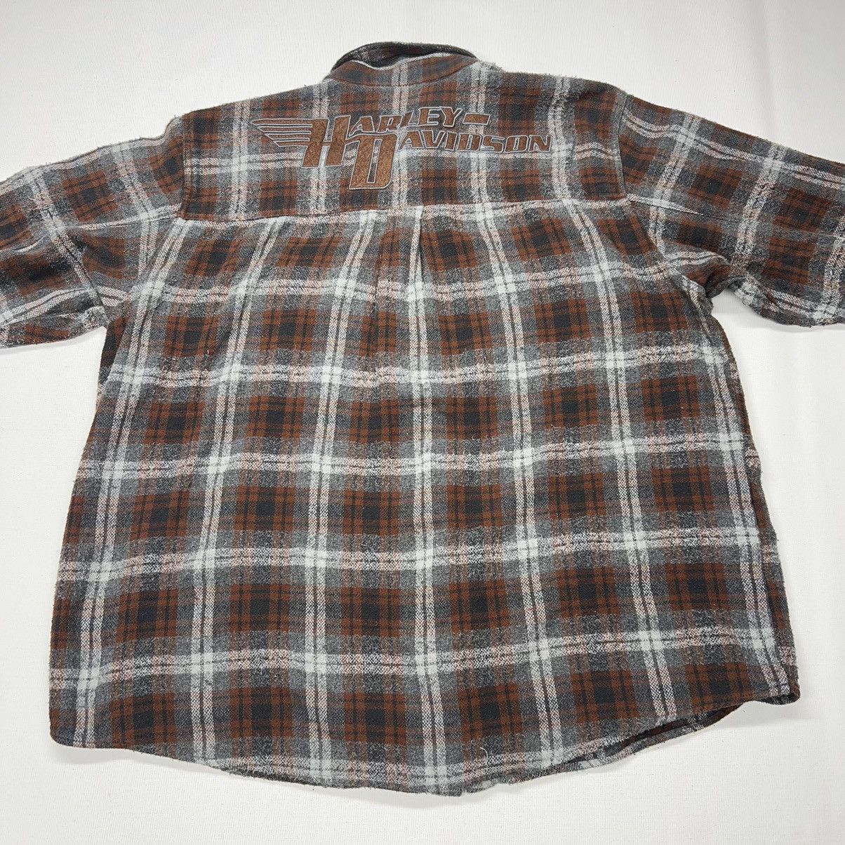 Harley Davidson Harley Davidson Flannel Shirt Brown Button Plaid Motorcycle Size US XXL / EU 58 / 5 - 15 Thumbnail
