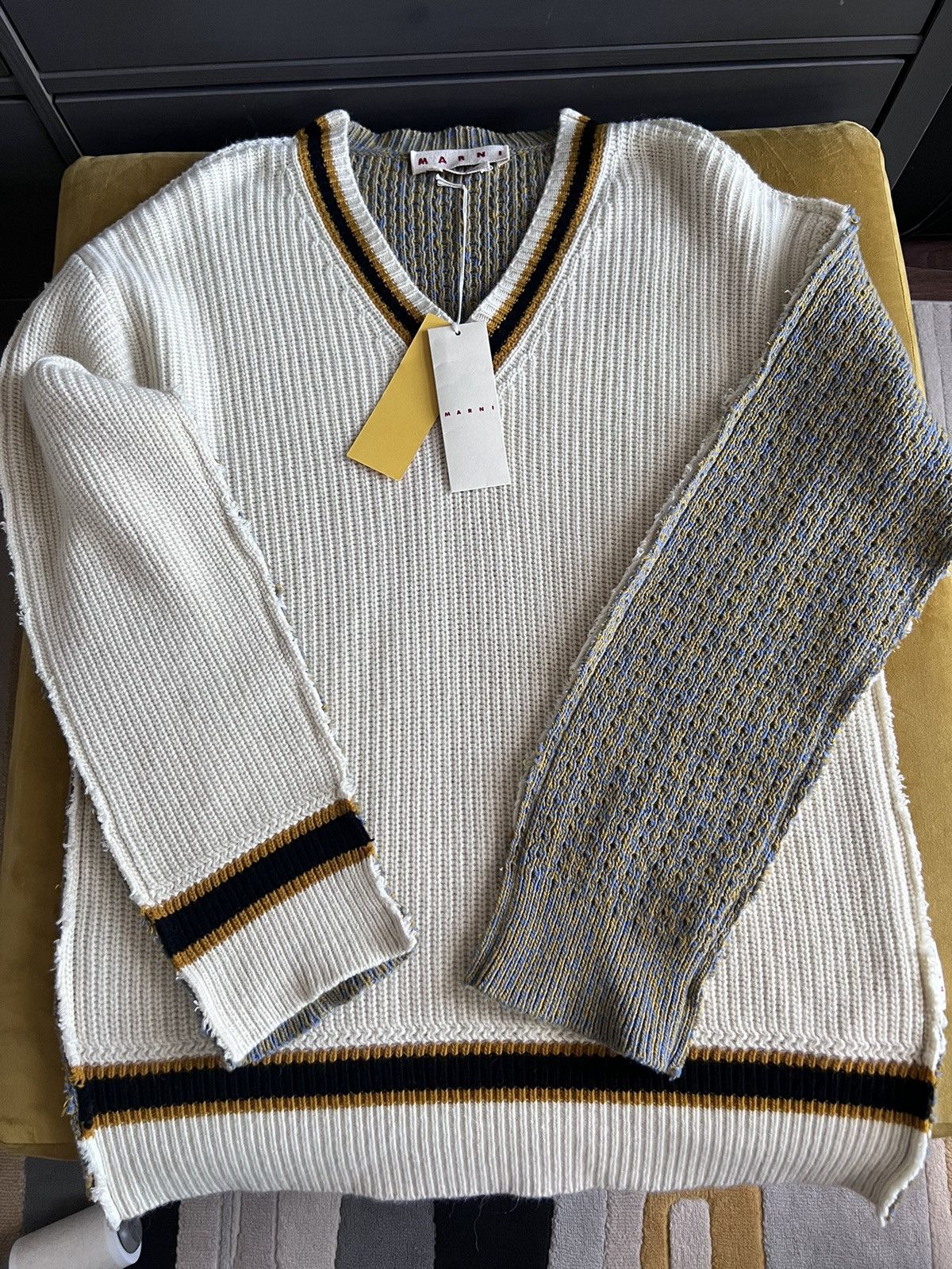 Marni $1.5K Alpaca-blend two-sided “College” sweater/jumper, IT52 Size US L / EU 52-54 / 3 - 12 Thumbnail