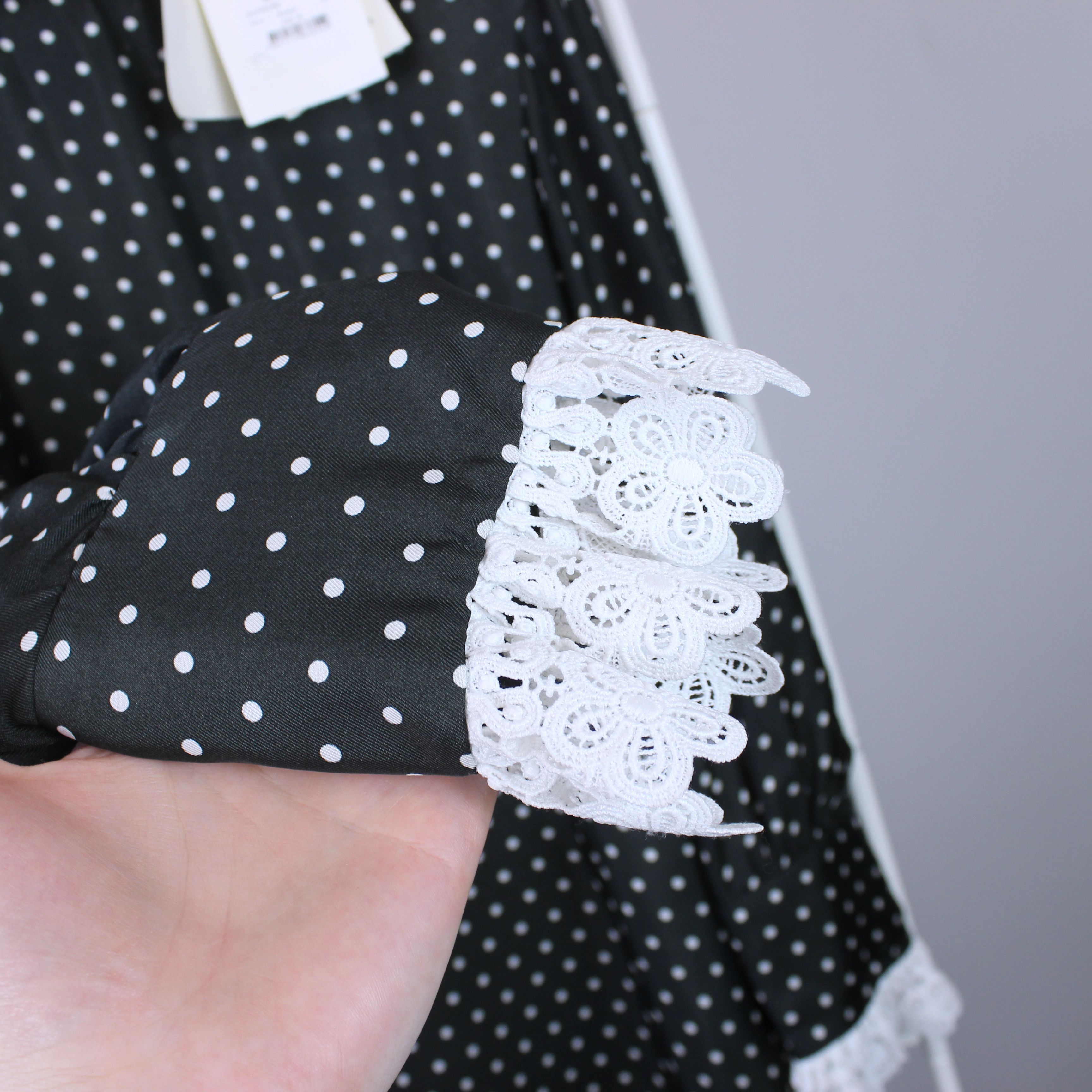 Sandro SANDRO Lace trim and polka-dot mini dress SIZE FR 36 Size XS / US 0-2 / IT 36-38 - 15 Thumbnail