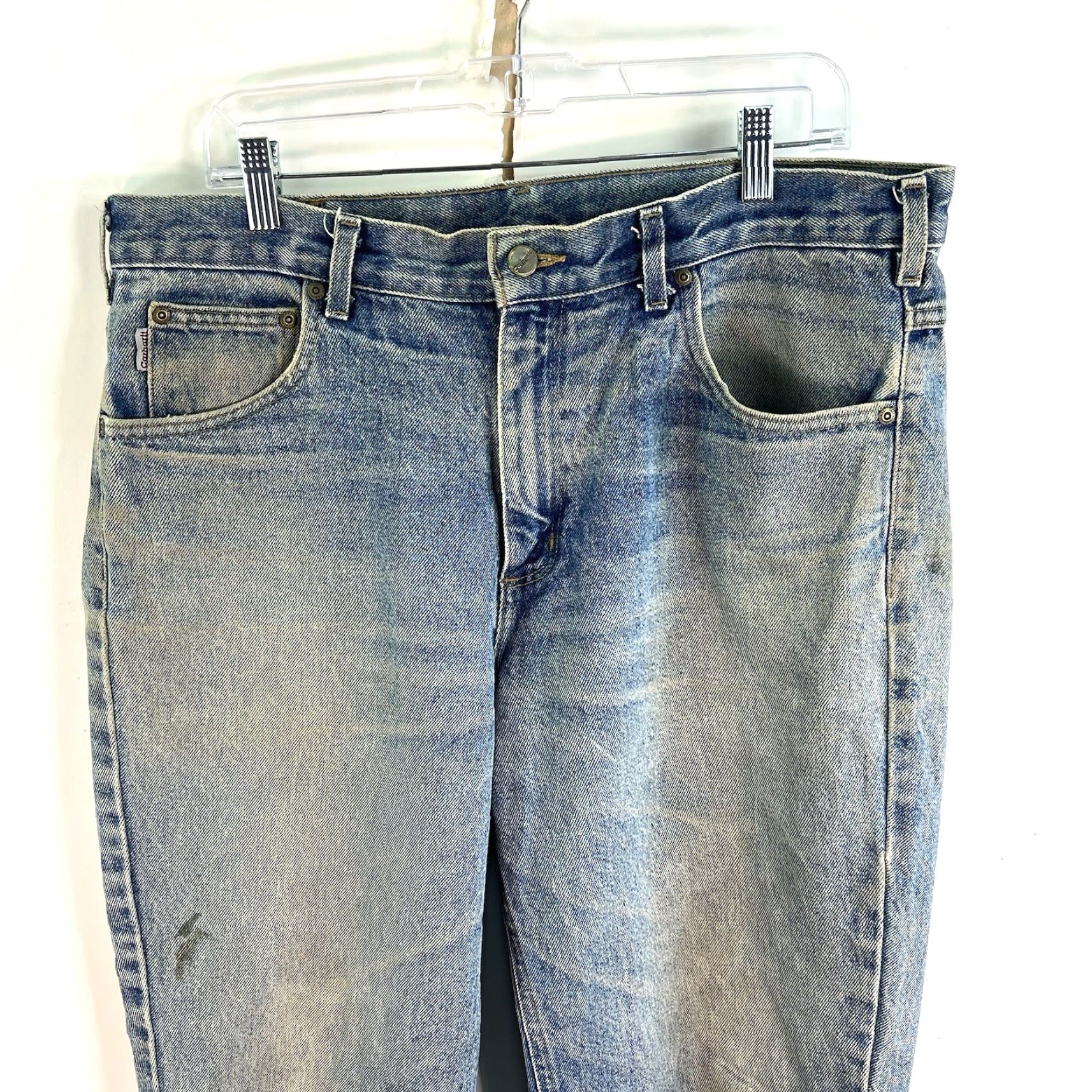 Carhartt VINTAGE Carhartt Distressed Denim Jeans 36x30 Mid Rise Straight Fit Blue 90s Mens Size US 36 / EU 52 - 2 Thumbnail
