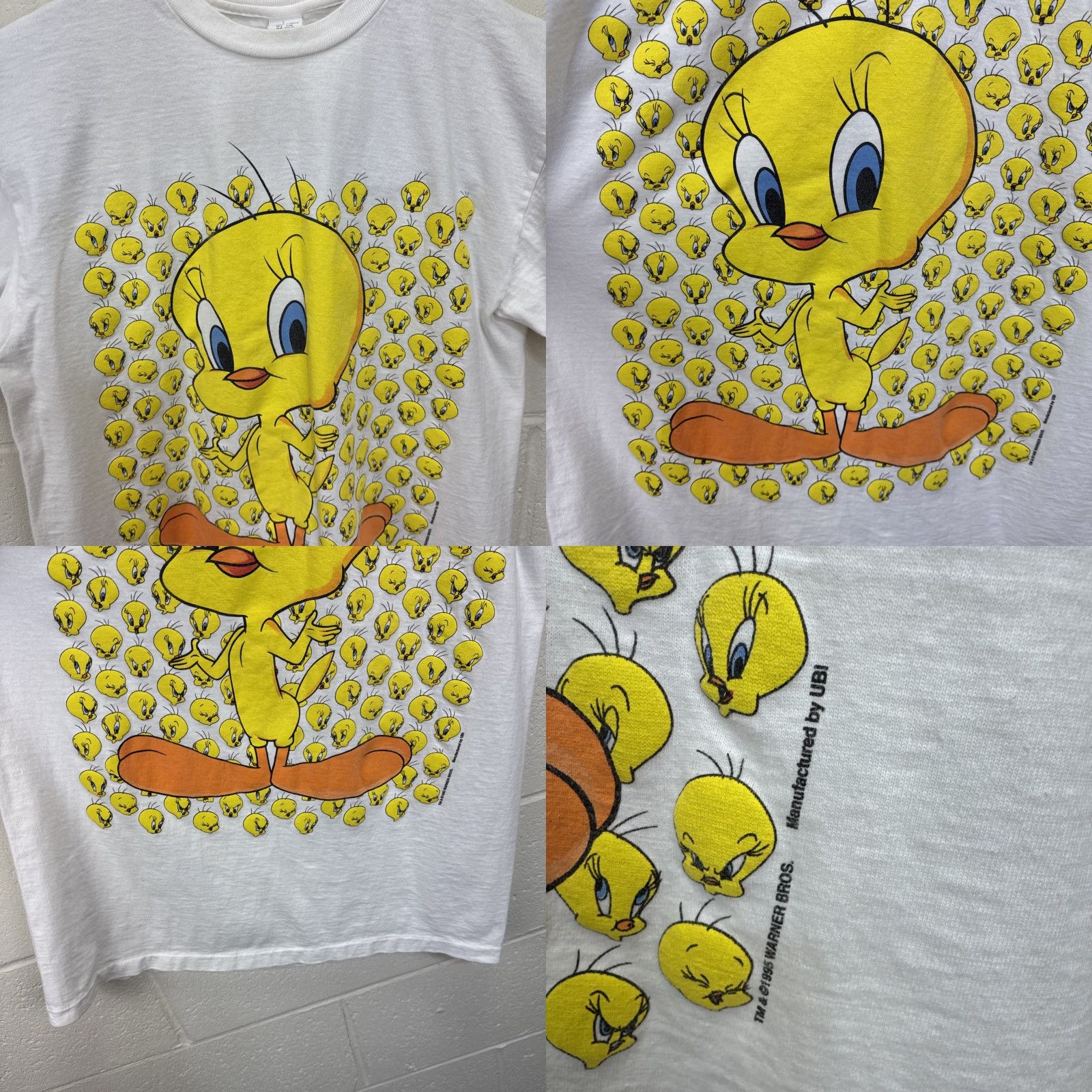 Vintage Vintage Tweety Bird Looney Tunes T Shirt All Over Print Large AOP Warner Bros Shirt Unisex Adults L White 90s Theme Bird Cartoon Mens Womens Size US L / EU 52-54 / 3 - 8 Thumbnail