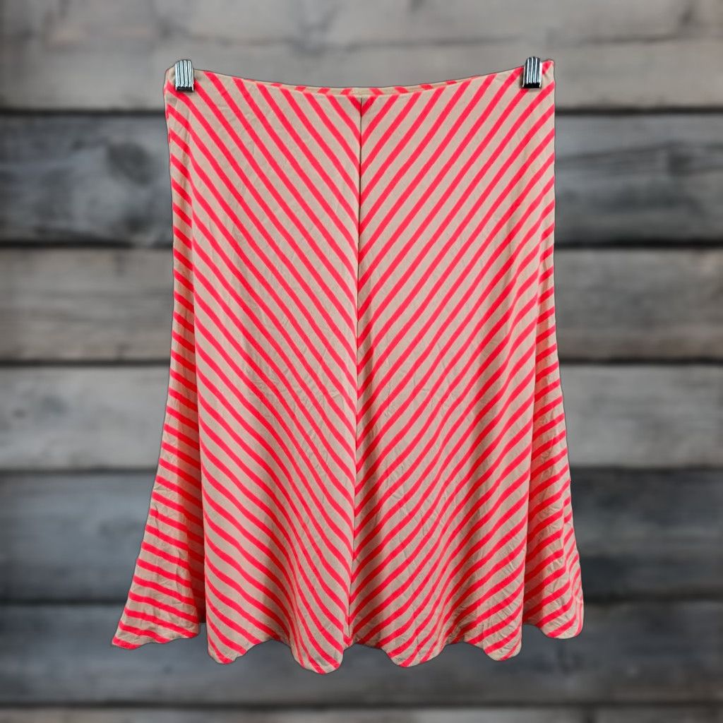 Ann Taylor Ann Taylor Womens Skirt XS Pink Beige Stripe Pull On Rayon Blend Size 26" / US 2 / IT 38 - 1 Thumbnail