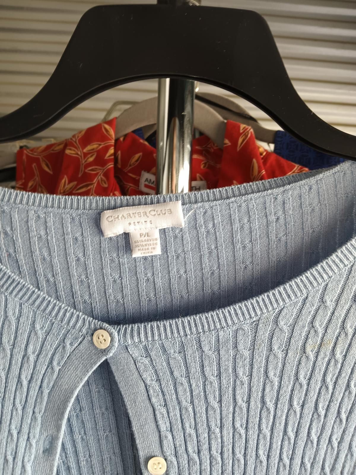 Charter Club Chater's Club Light Blue Cable Knit Cardigan Size L / US 10 / IT 46 - 3 Thumbnail