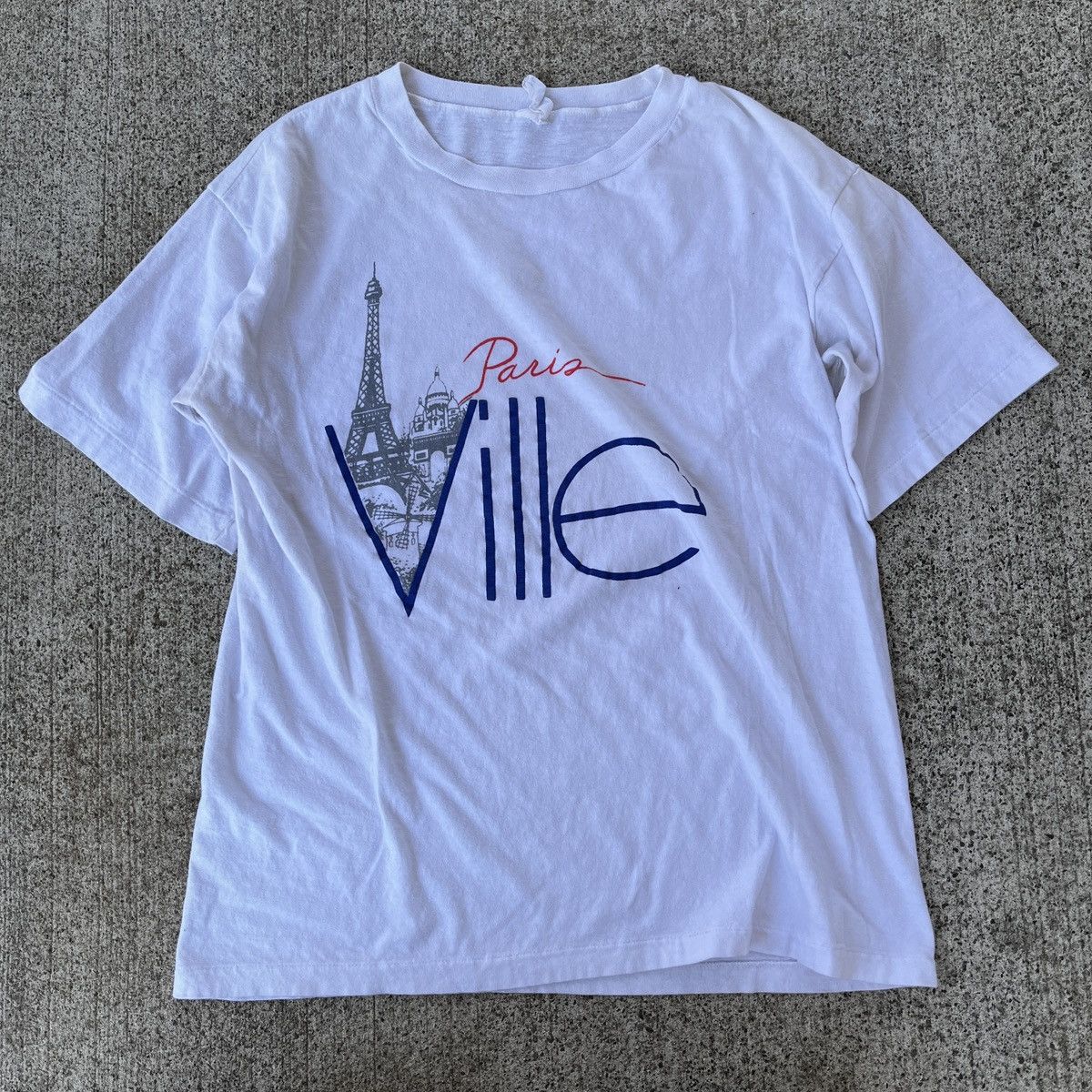 Vintage Vintage Paris Ville Boxy White T-Shirt Size L 80's 90's Size US L / EU 52-54 / 3 - 1 Thumbnail