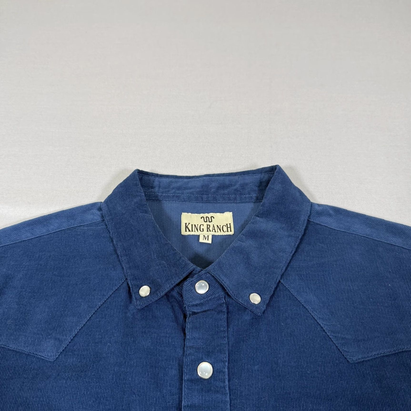Vintage King Ranch Shirt Mens Medium Blue Corduroy Pearl Snap Western Cowboy Long Sleeve Size US M / EU 48-50 / 2 - 3 Thumbnail