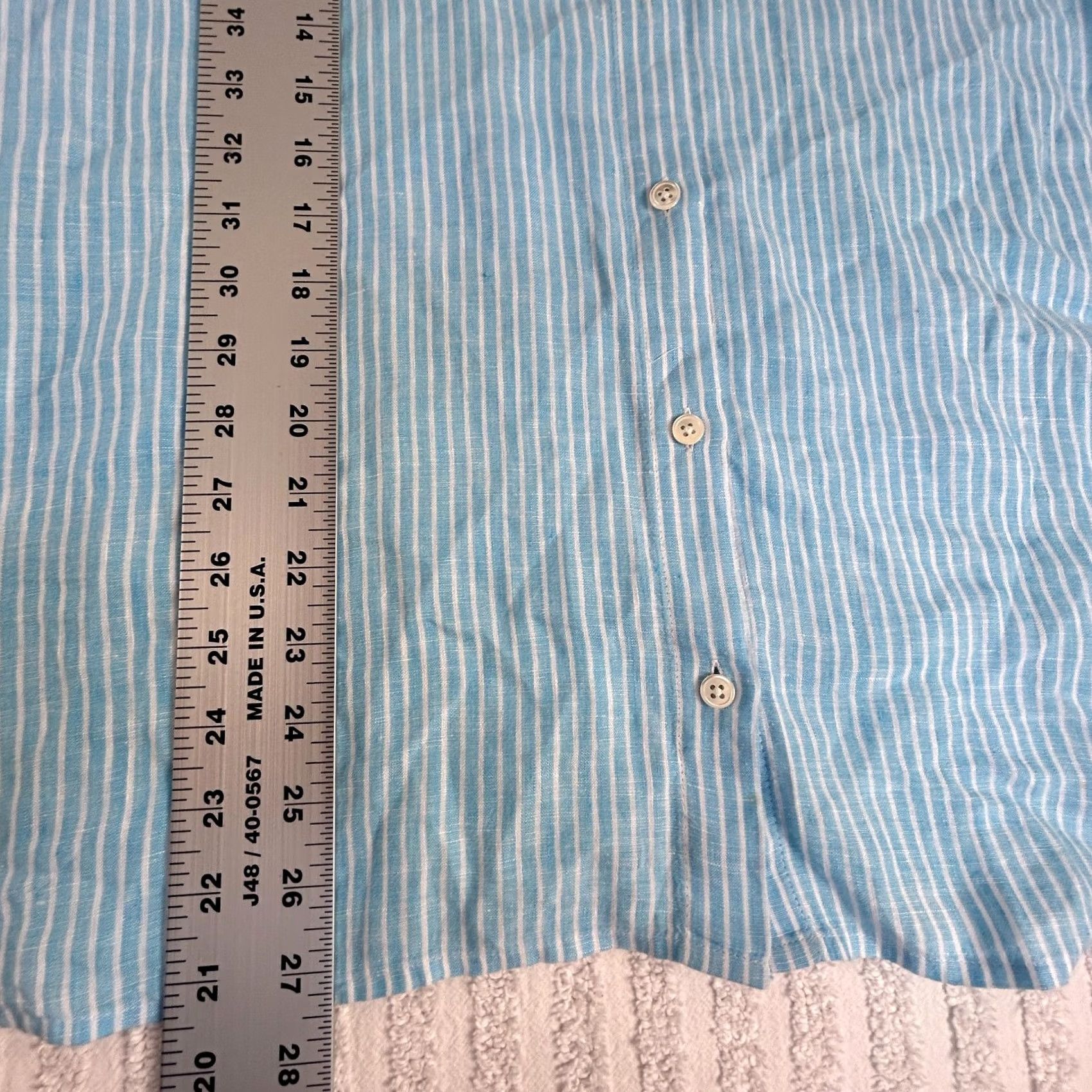 J. Jill J. Jill Linen Shirt Womens Medium Blue Pinstripe Long Sleeve Button Up Top Love Size M / US 6-8 / IT 42-44 - 7 Thumbnail