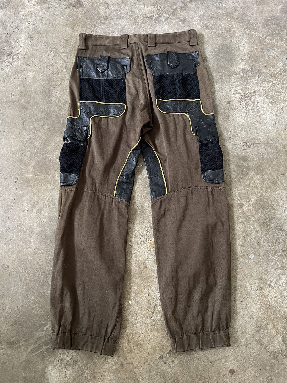 Issey Miyake Issey Miyake Cargo Mesh Pocket Leather Trim Biker Pants Size US 31 - 2 Thumbnail
