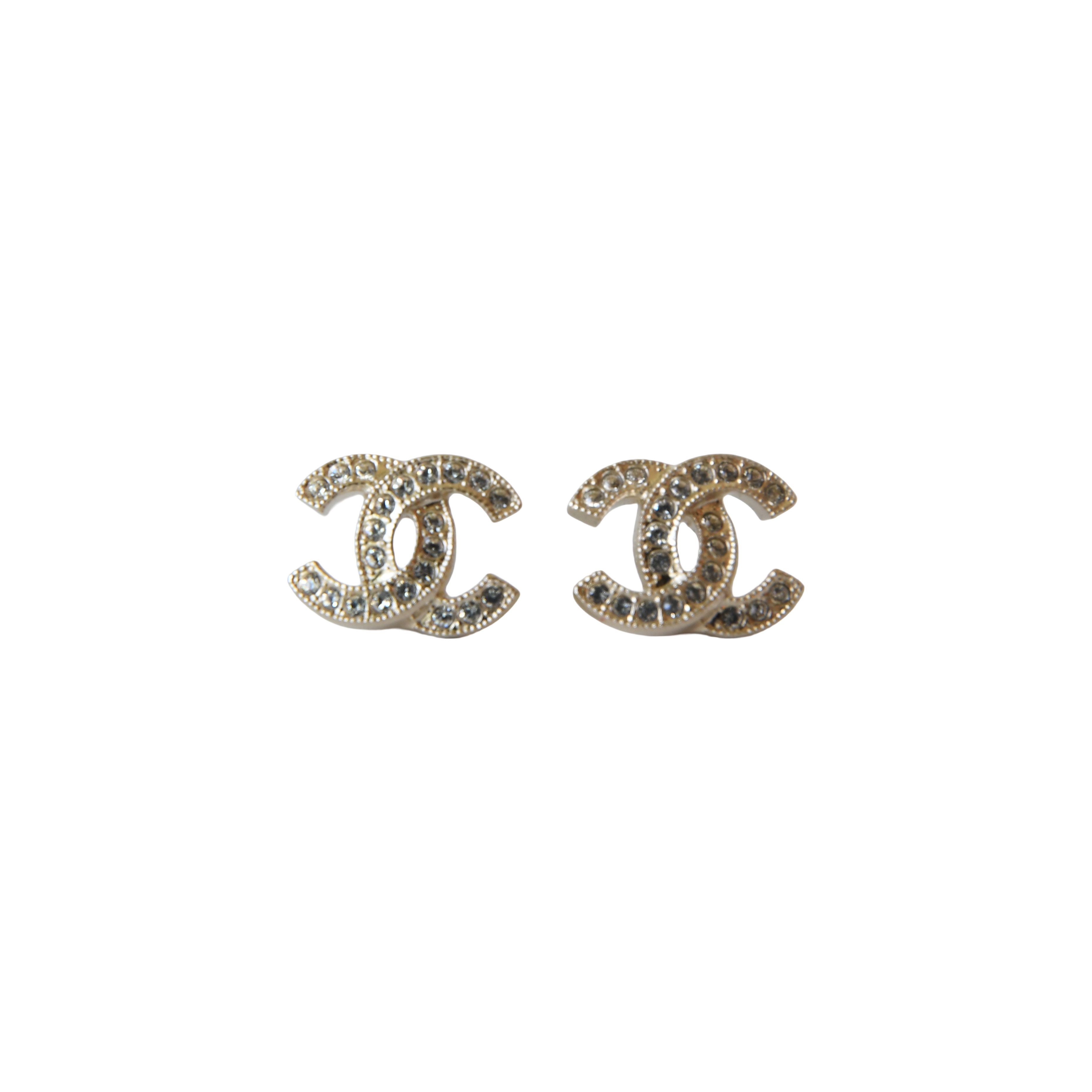Chanel Chanel Crystal CC Logo Stud Earrings Size ONE SIZE - 1 Preview