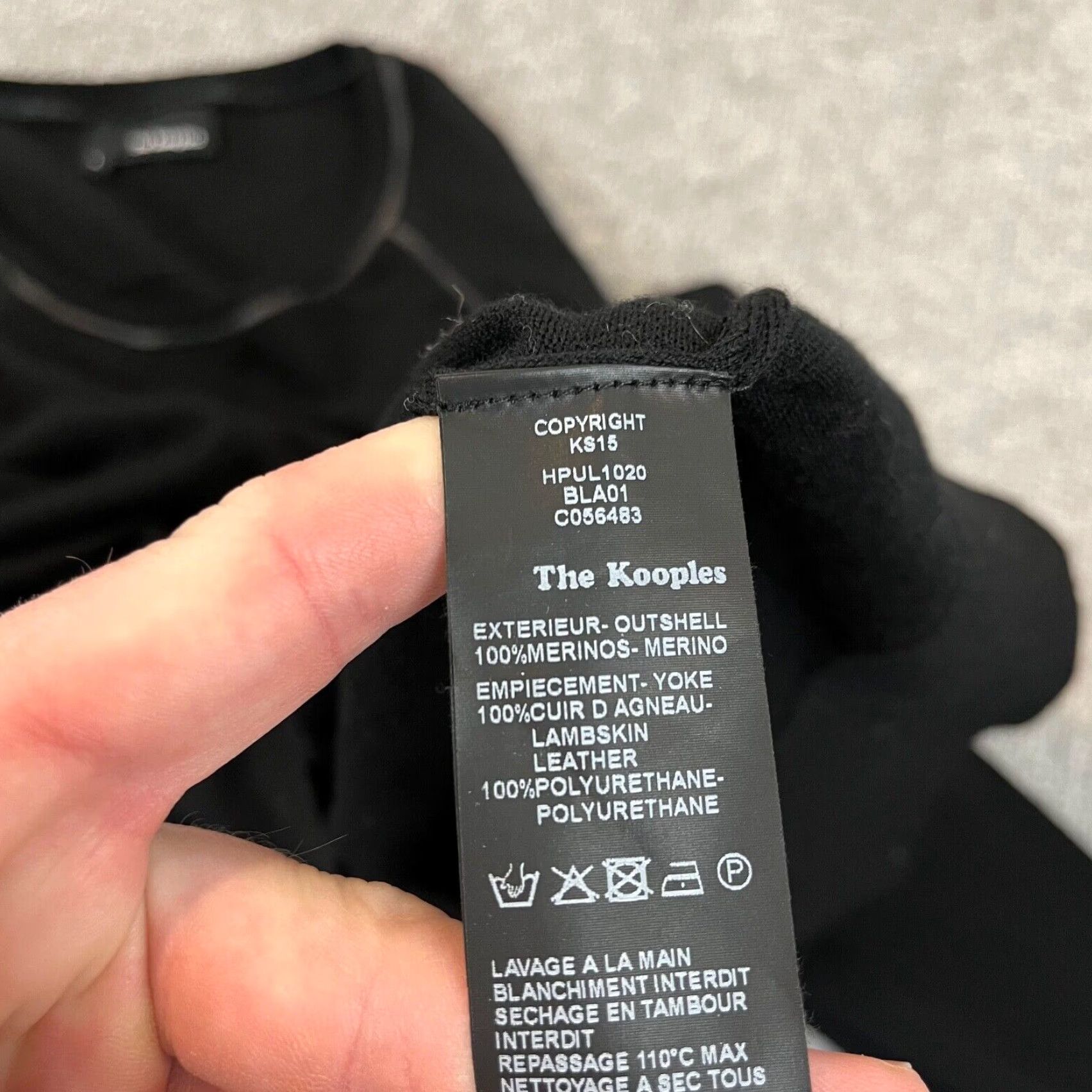 The Kooples The Kooples Shirt Womens Large Black Merino Wool Lambskin Leather Trim Sweater Size L / US 10 / IT 46 - 6 Thumbnail