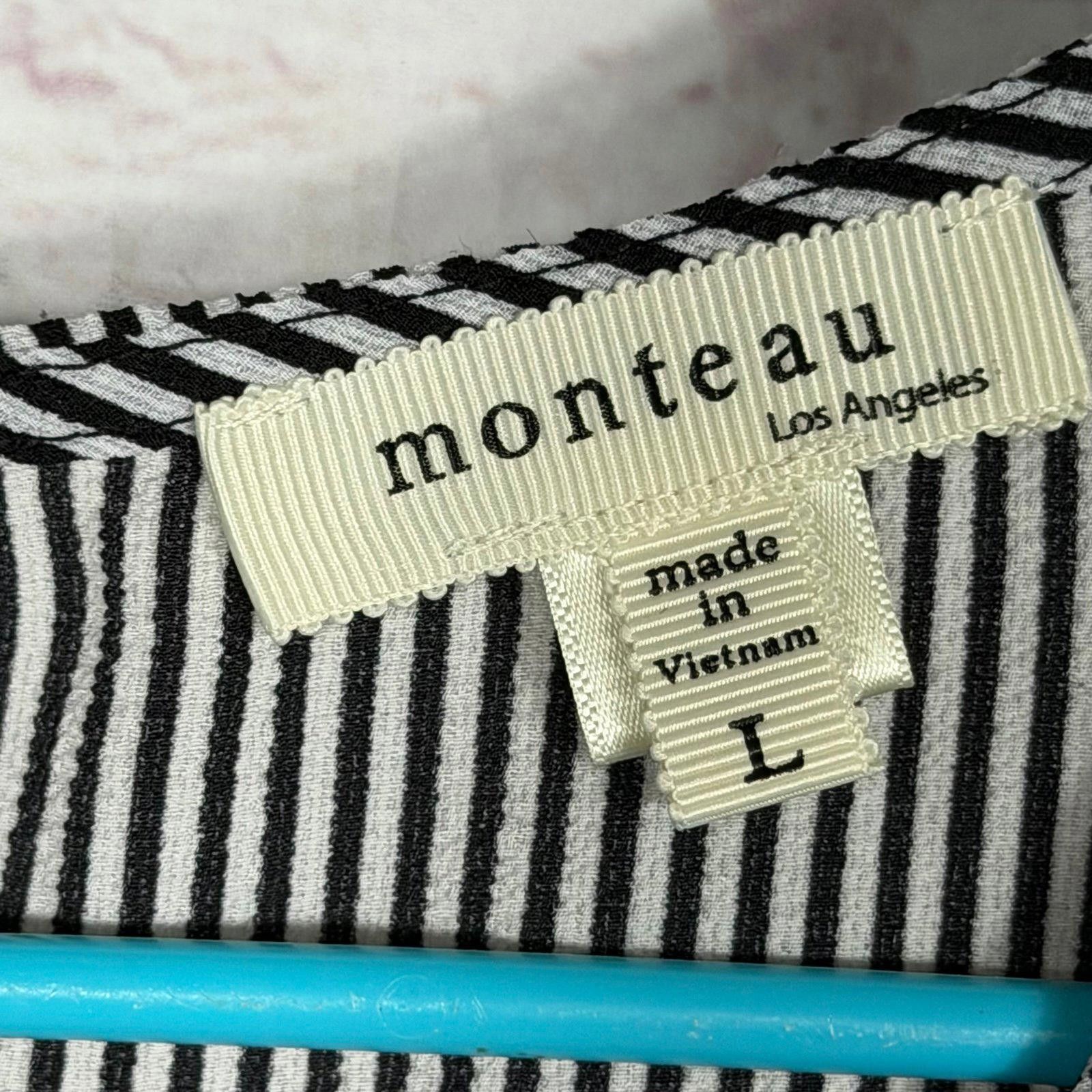 Other Monteau Large Black and White Striped Peplum Top Size L / US 10 / IT 46 - 5 Thumbnail