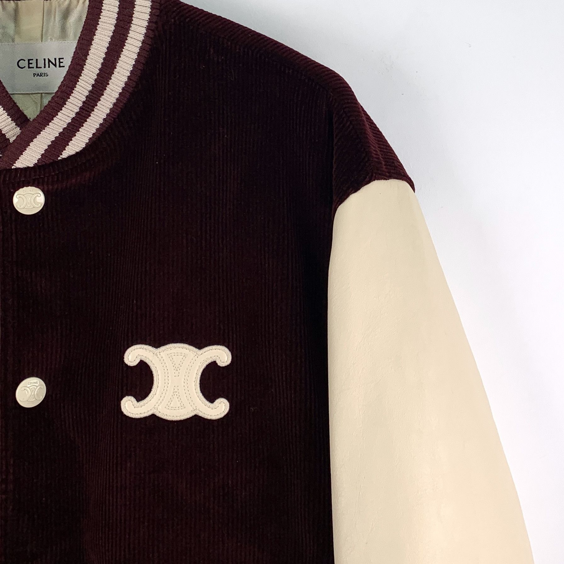 Celine Celine Arc Embroidered Leather Jacket Burgundy (36) Size S / US 4 / IT 40 - 3 Thumbnail