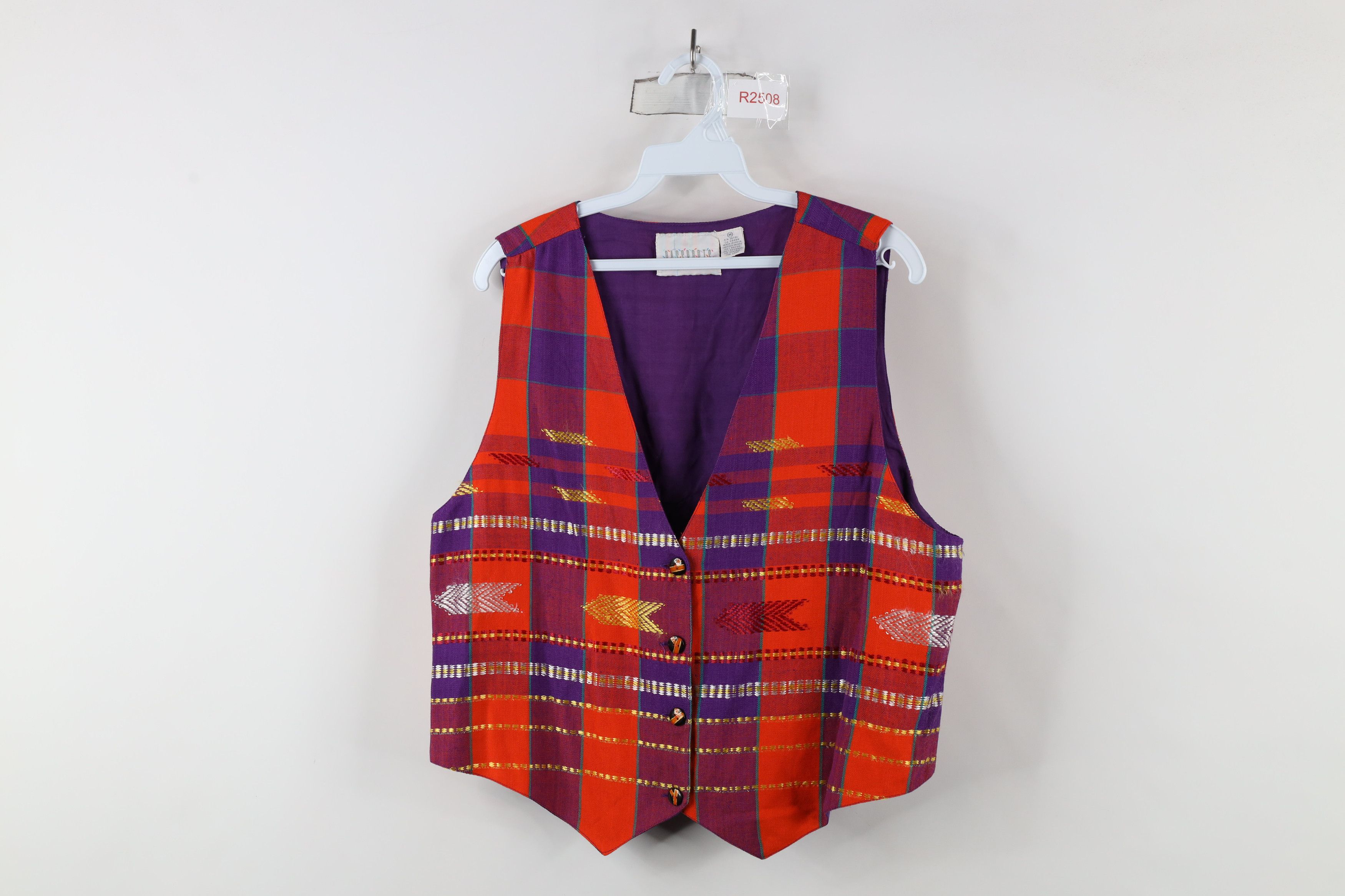 Vintage Vintage 90s Streetwear India Madras Plaid Vest Jacket Size M / US 6-8 / IT 42-44 - 1 Thumbnail