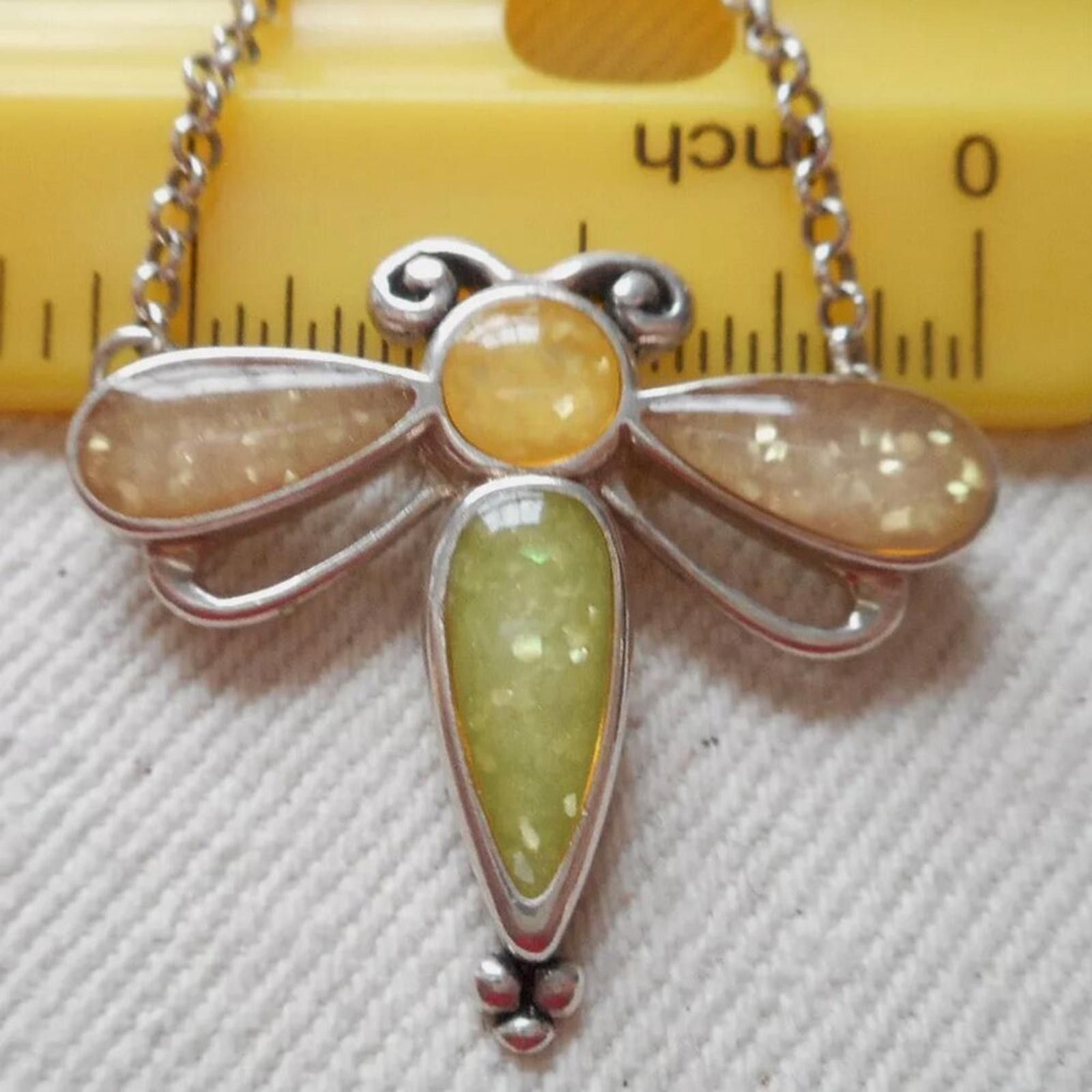 Vintage VTG Carolyn Pollack Relios 925 Sterling Dragonfly Necklace Size ONE SIZE - 6 Thumbnail