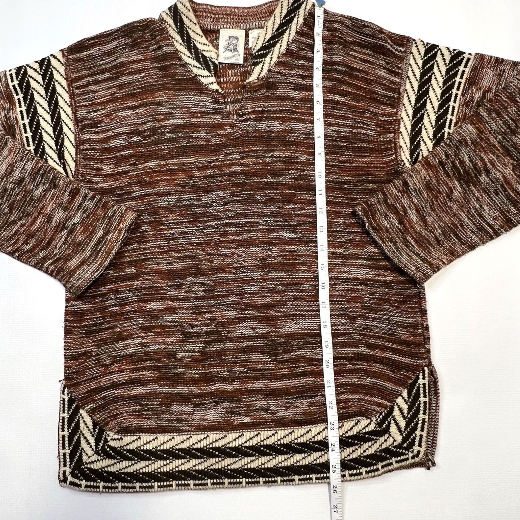 Vintage VINTAGE Kennington Sweater Womens Small Brown Cream Acrylic Pullover Aztec 80s Size S / US 4 / IT 40 - 7 Thumbnail