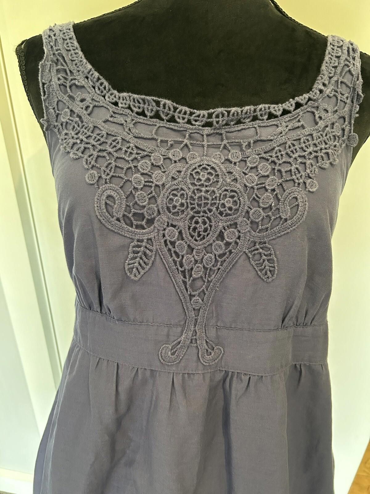 Esprit Esprit Linen Dress Blue Lined Crocheted Detail-Size 10 (003) Size M / US 6-8 / IT 42-44 - 3 Thumbnail