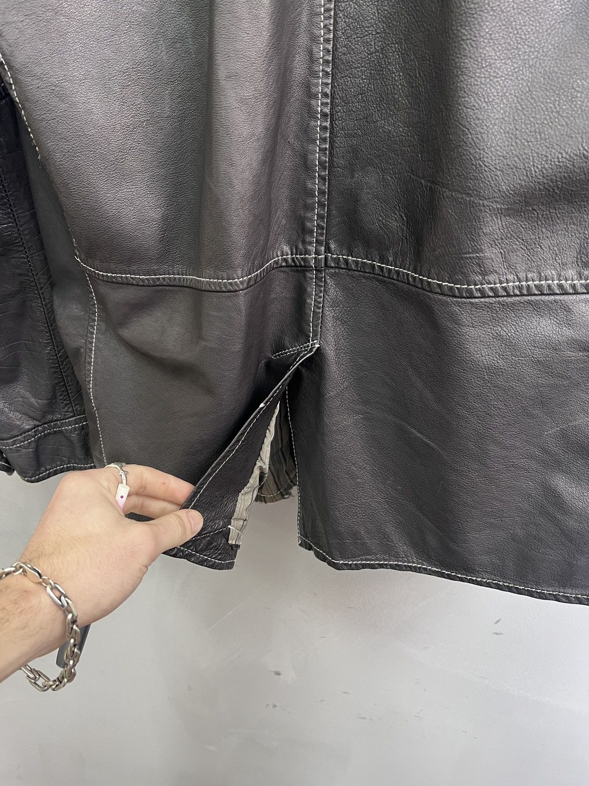 Just Cavalli × Robert Graham × Vintage VINTAGE STITCHED LEATHER AVANT GARDE JACKET 90s Size US L / EU 52-54 / 3 - 14 Thumbnail