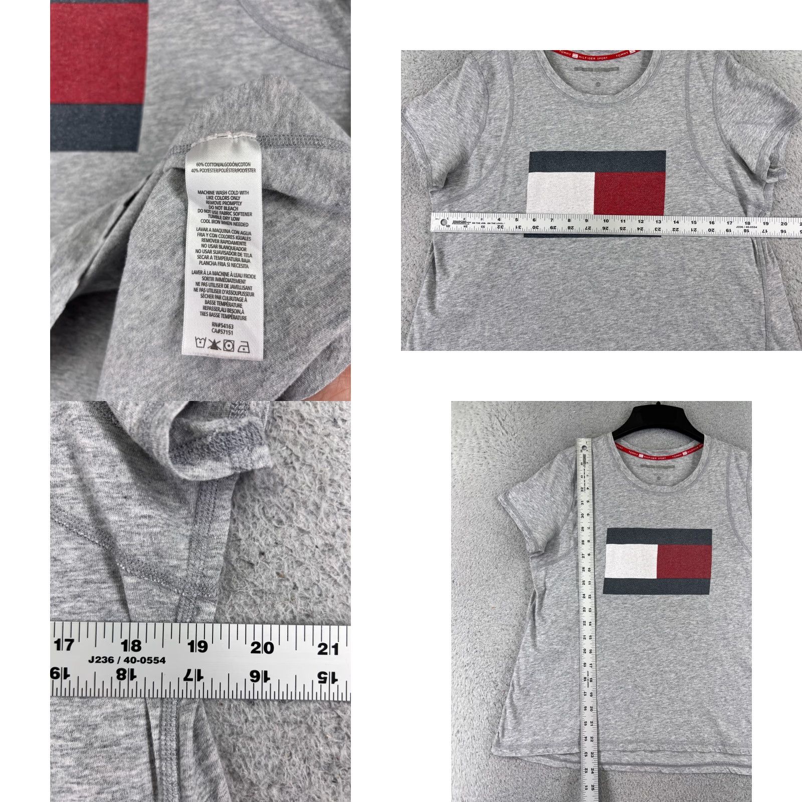Tommy Hilfiger VINTAGE Tommy Hilfiger Shirt Women XL Gray Cotton Blend Jersey Logo Basic Short Sleeve Slim Fit Adult Regular Size Gray Womens Tee Size XL / US 12-14 / IT 48-50 - 8 Thumbnail