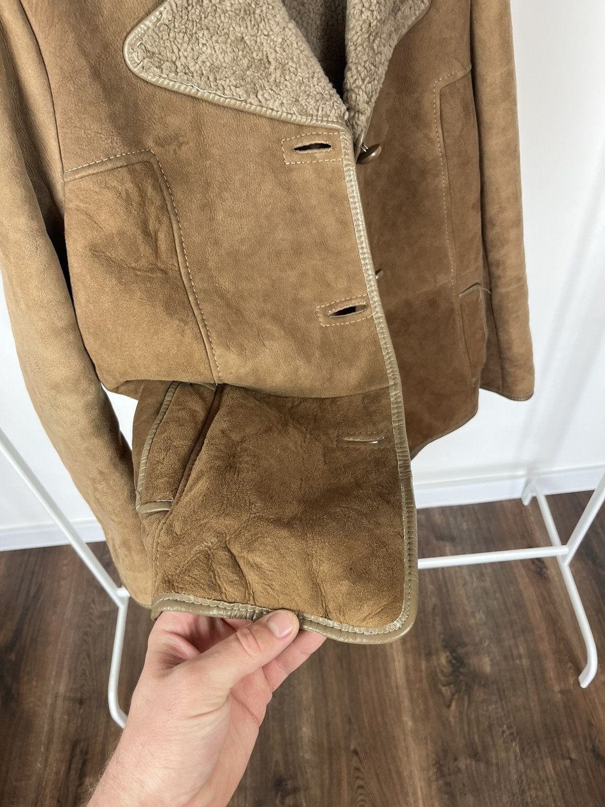 Other Vintage Shearling Sheepskin Coat Brown Real Fur Jacket UK Size M / US 6-8 / IT 42-44 - 8 Thumbnail